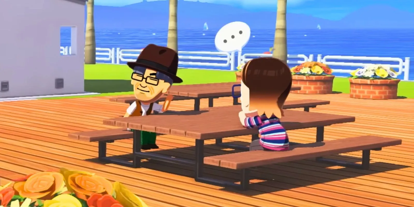 Mii characters at a picnic
