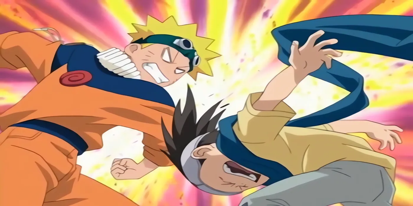 Naruto punching Konohamaru