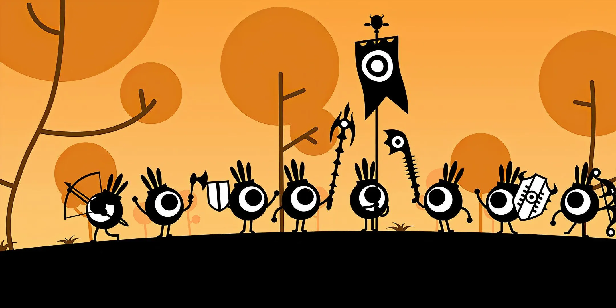 Patapon characters with weapons
