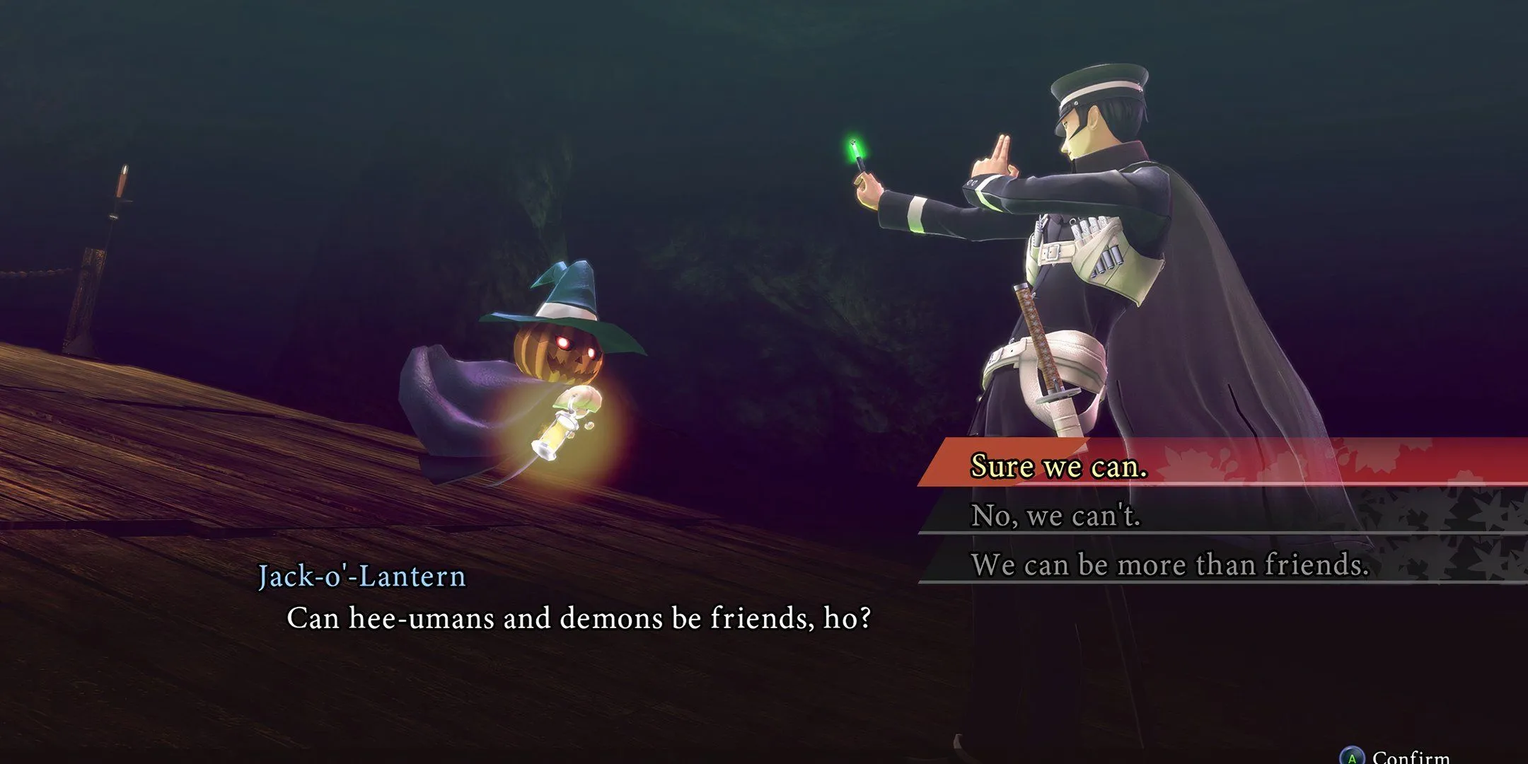 Raidou facing off against a demon Raidou facing off against a demon