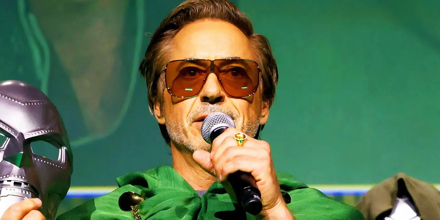 Robert Downey Jr. revealing himself to be Doctor Doom at SDCC 2024 Robert Downey Jr. revealing himself to be Doctor Doom at SDCC 2024