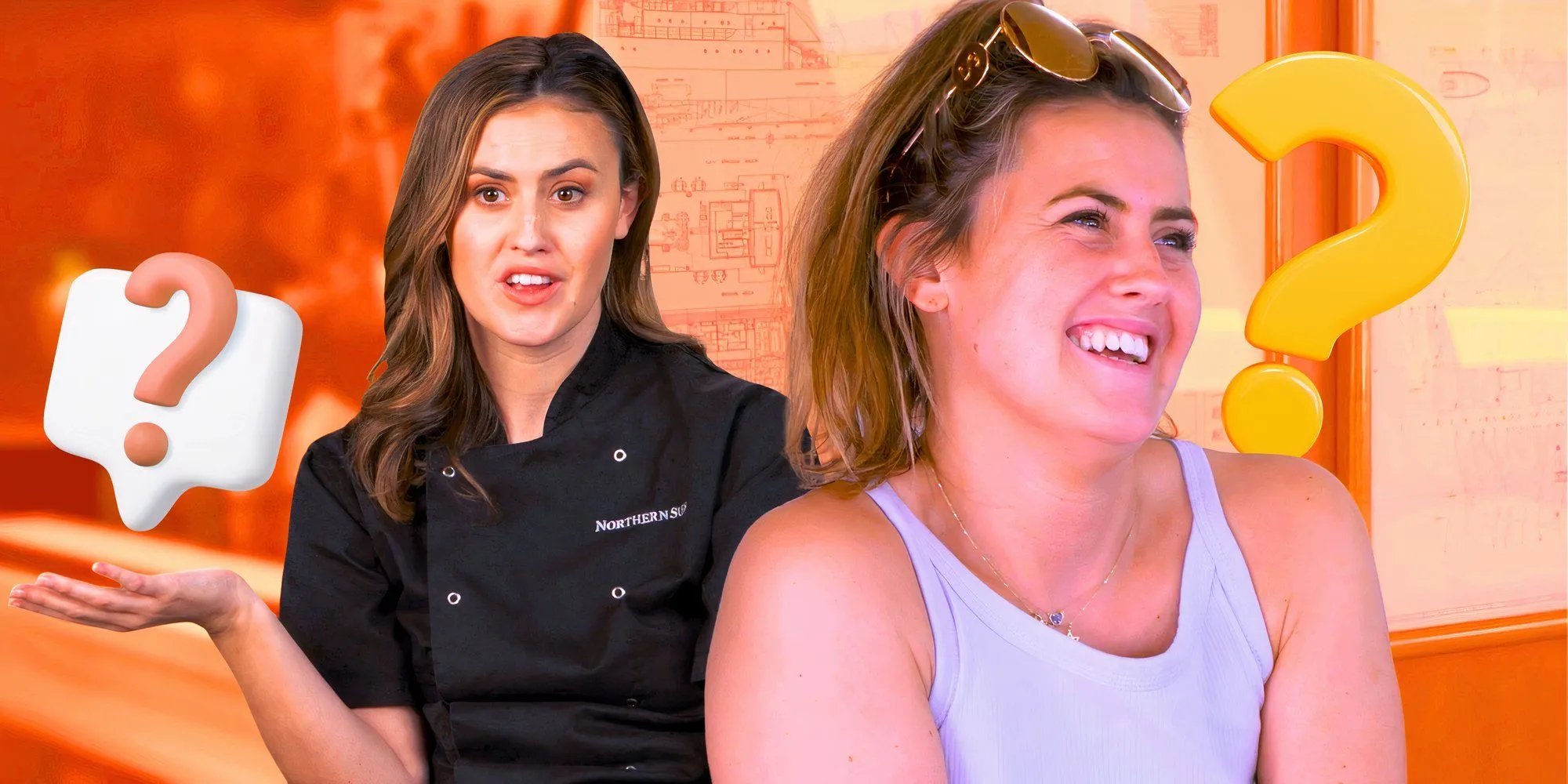 Chef Tzarina Mace-Ralph from Below Deck Down Under with question marks