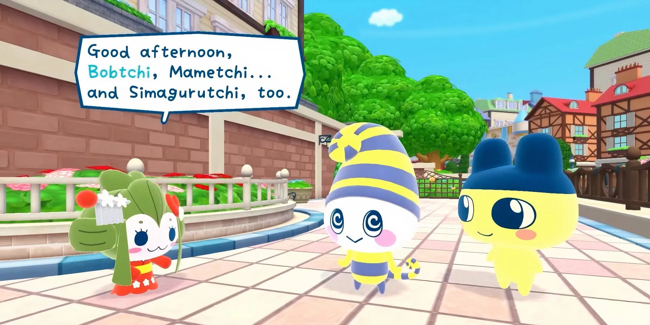 Tamagotchi Plaza characters talking.