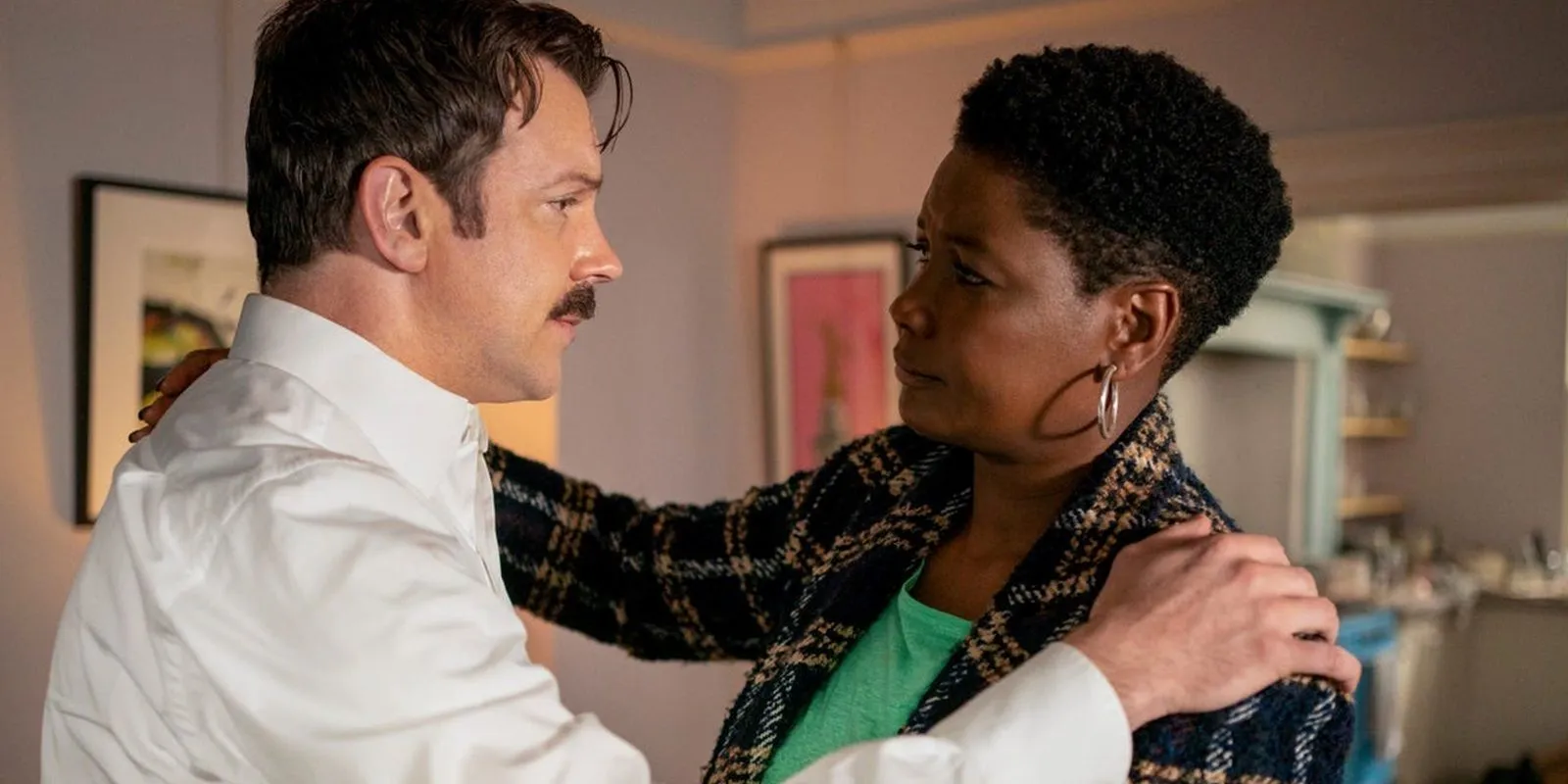 Ted hugs Dr Sharon in Ted Lasso Ted hugs Dr Sharon in Ted Lasso