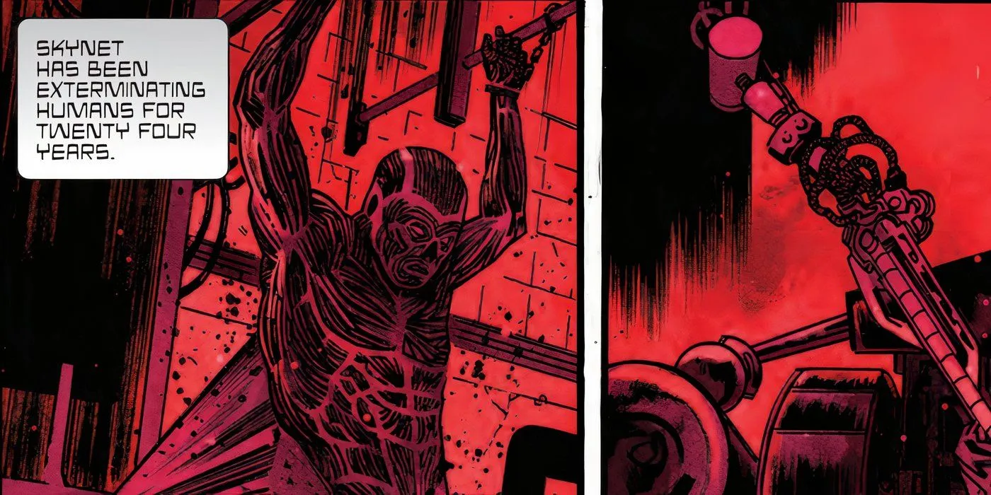 Terminator skinning a human.
