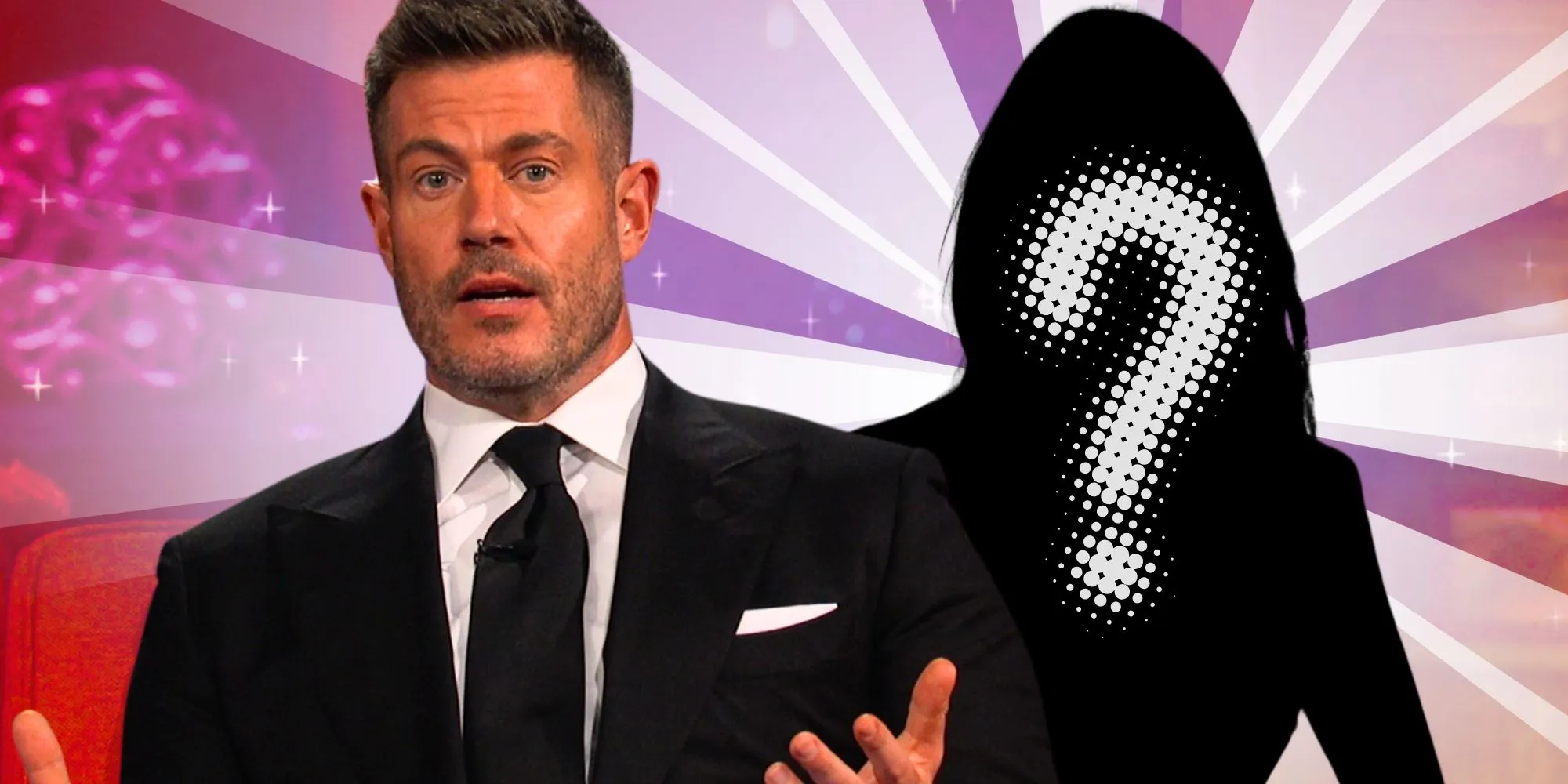 Host Jesse Palmer alongside a mystery woman Host Jesse Palmer alongside a mystery woman