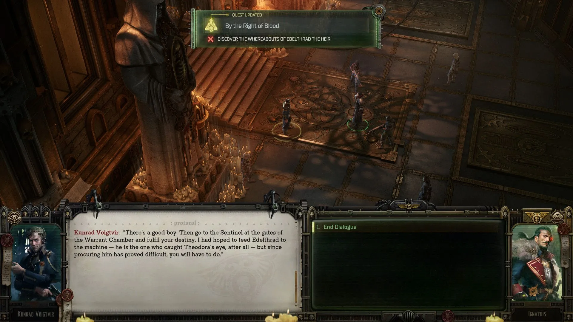 Player character complies with Kunrad in Rogue Trader