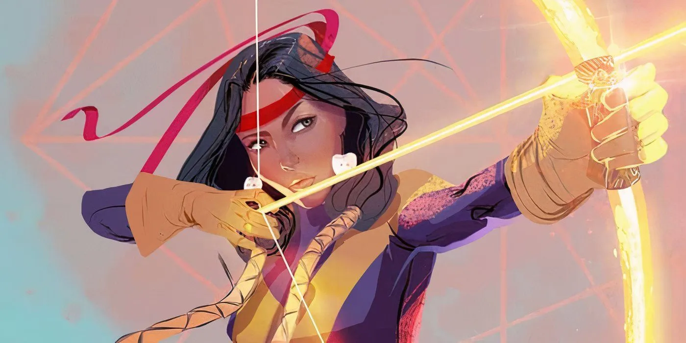 Dani Moonstar showcasing her energy bow and arrow. Dani Moonstar showcasing her energy bow and arrow.