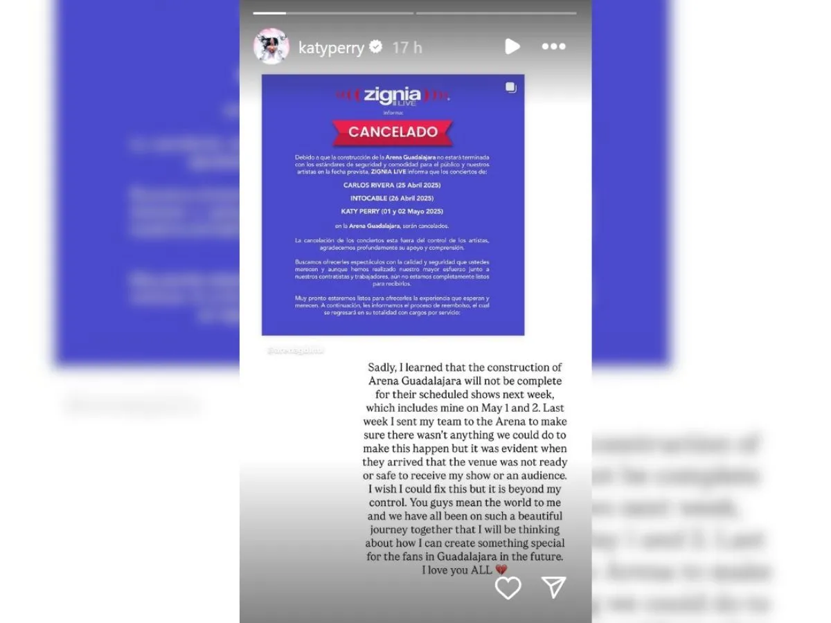 Katy Perry announces cancellation of The Lifetimes Tour dates for Mexico Katy Perry announces cancellation of The Lifetimes Tour dates for Mexico