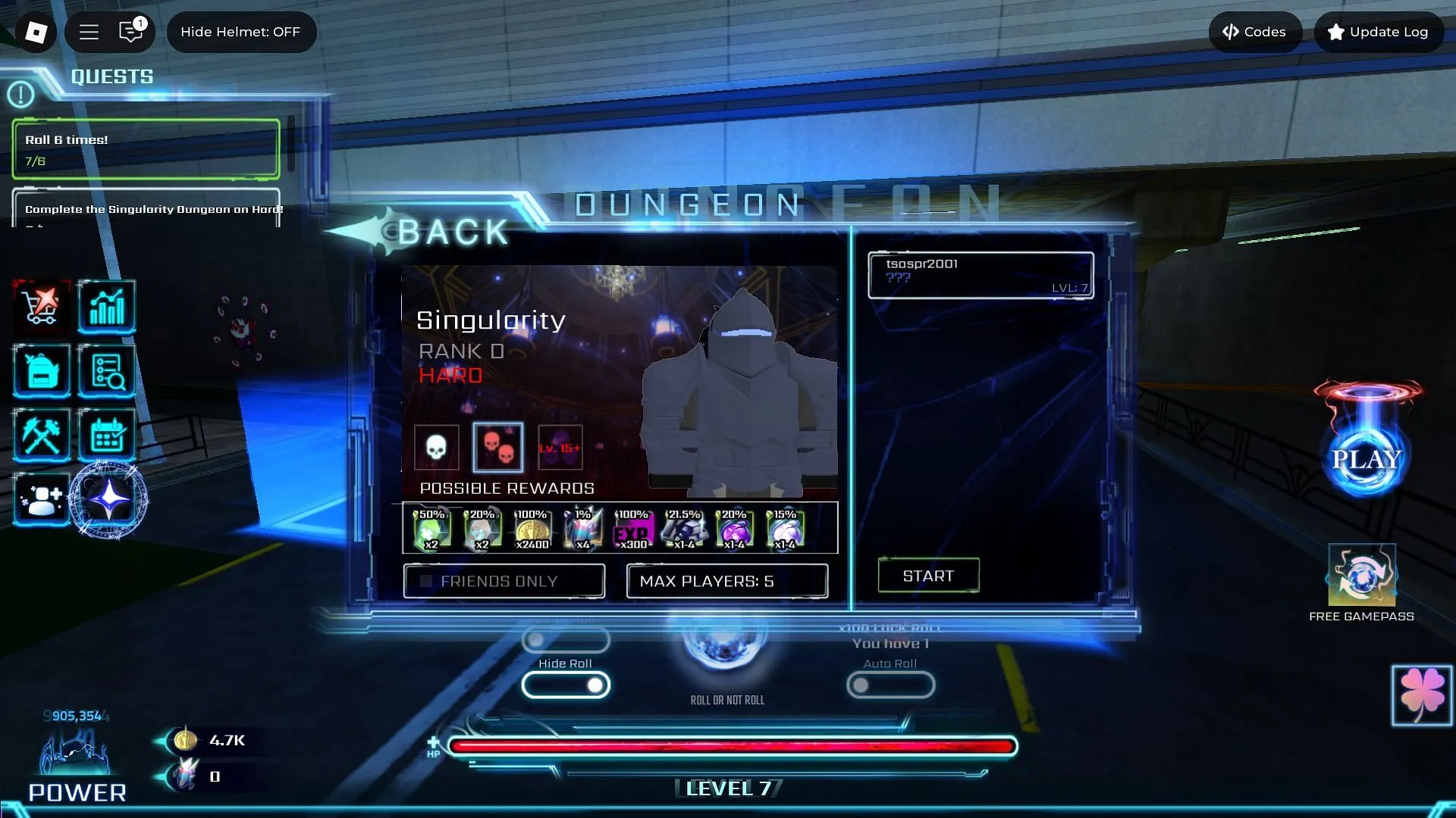Defeating bosses in dungeons on hard difficulty for Crystals (Image via Roblox)