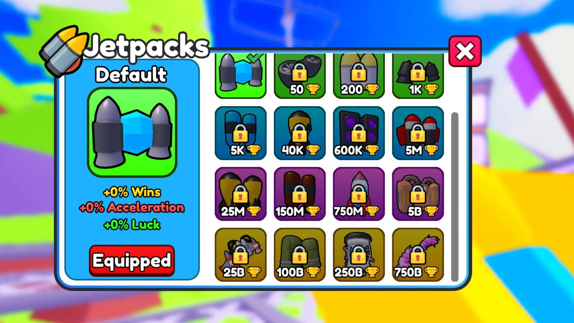 Buy new Jetpacks with Coins (Image via Roblox) Buy new Jetpacks with Coins (Image via Roblox)