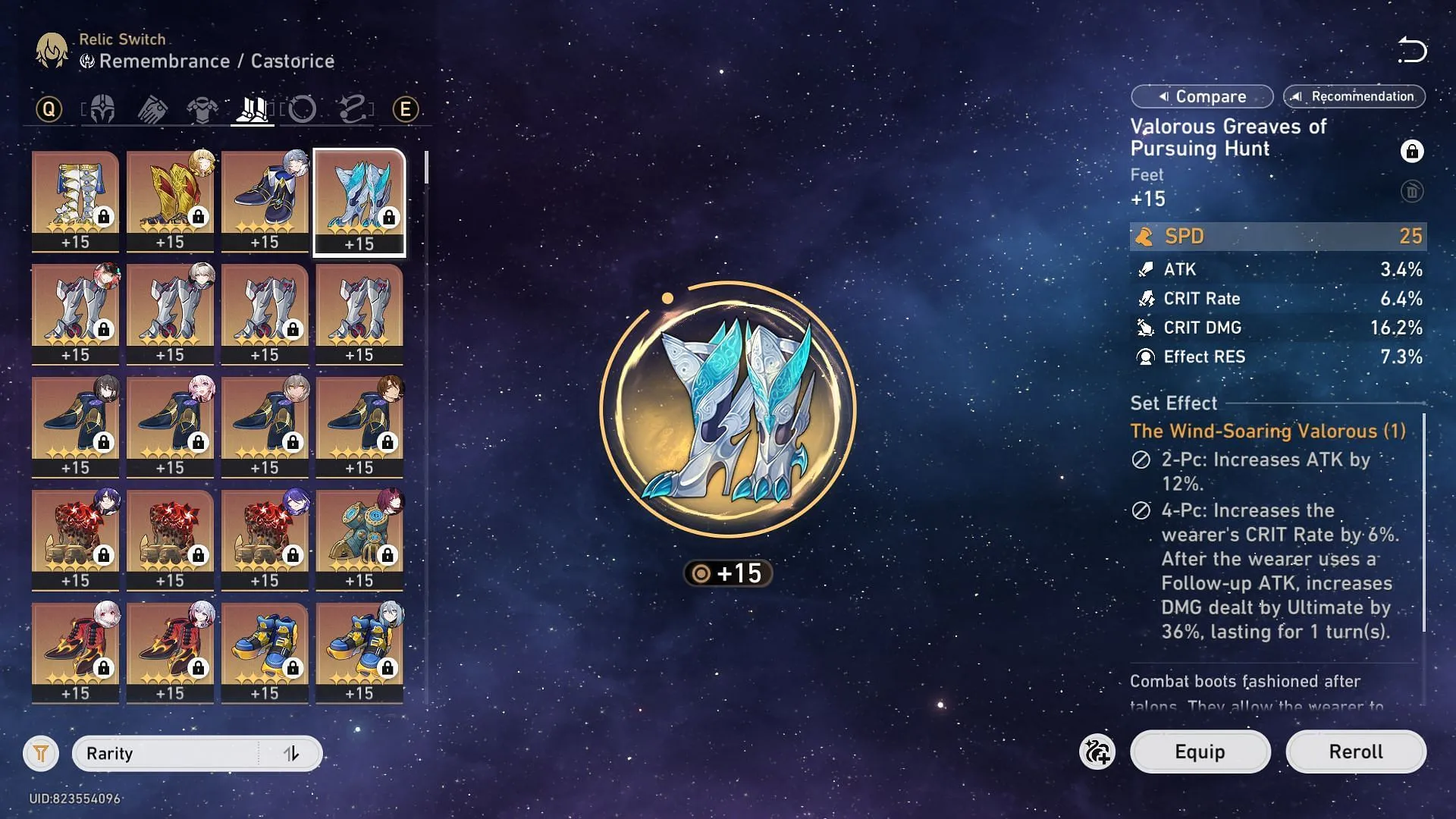 A Relic piece with SPD as its main stat (Image via Sportskeeda Gaming || HoYoverse)