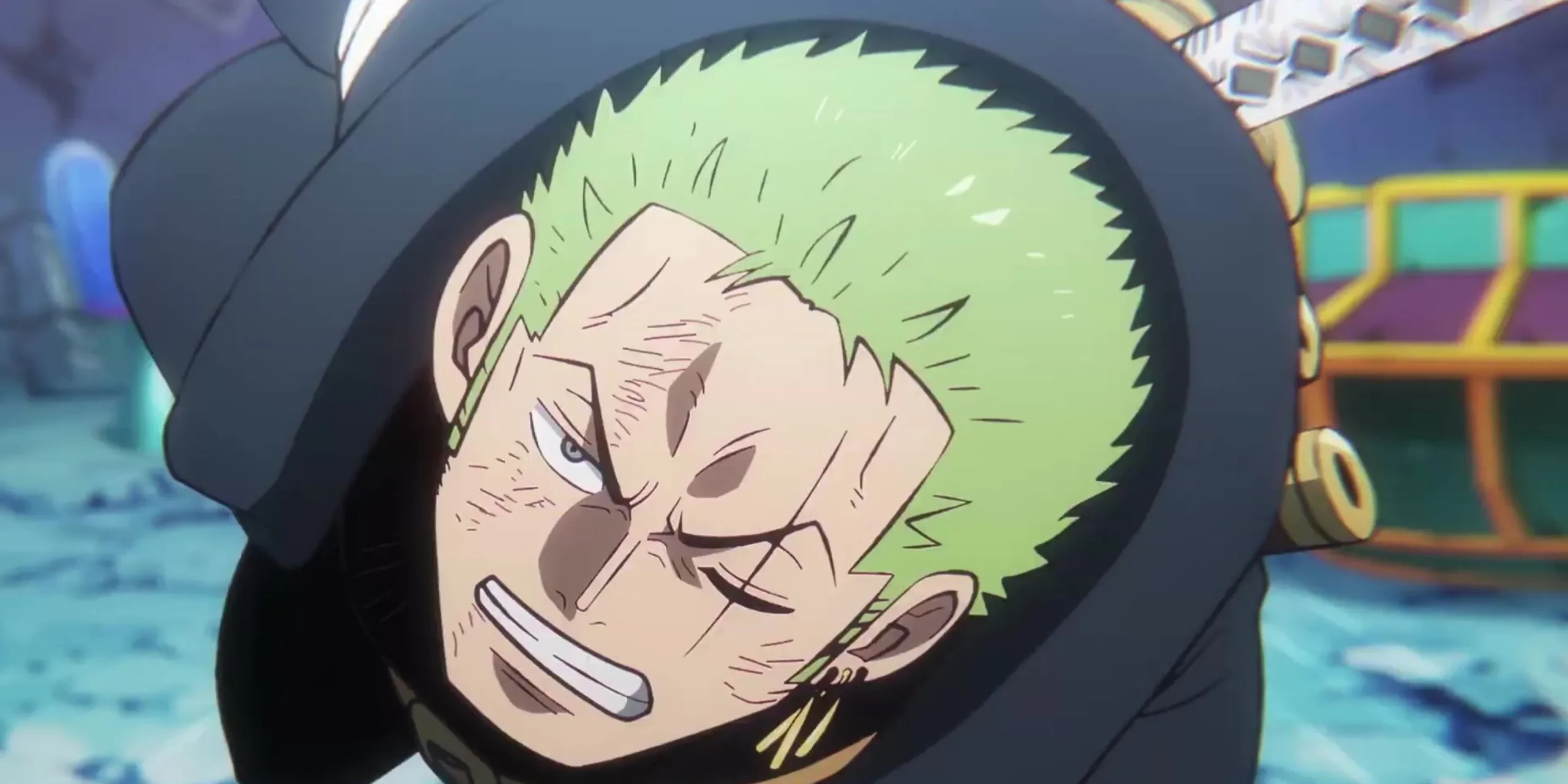 Roronoa Zoro fighting an enemy Roronoa Zoro fighting an enemy