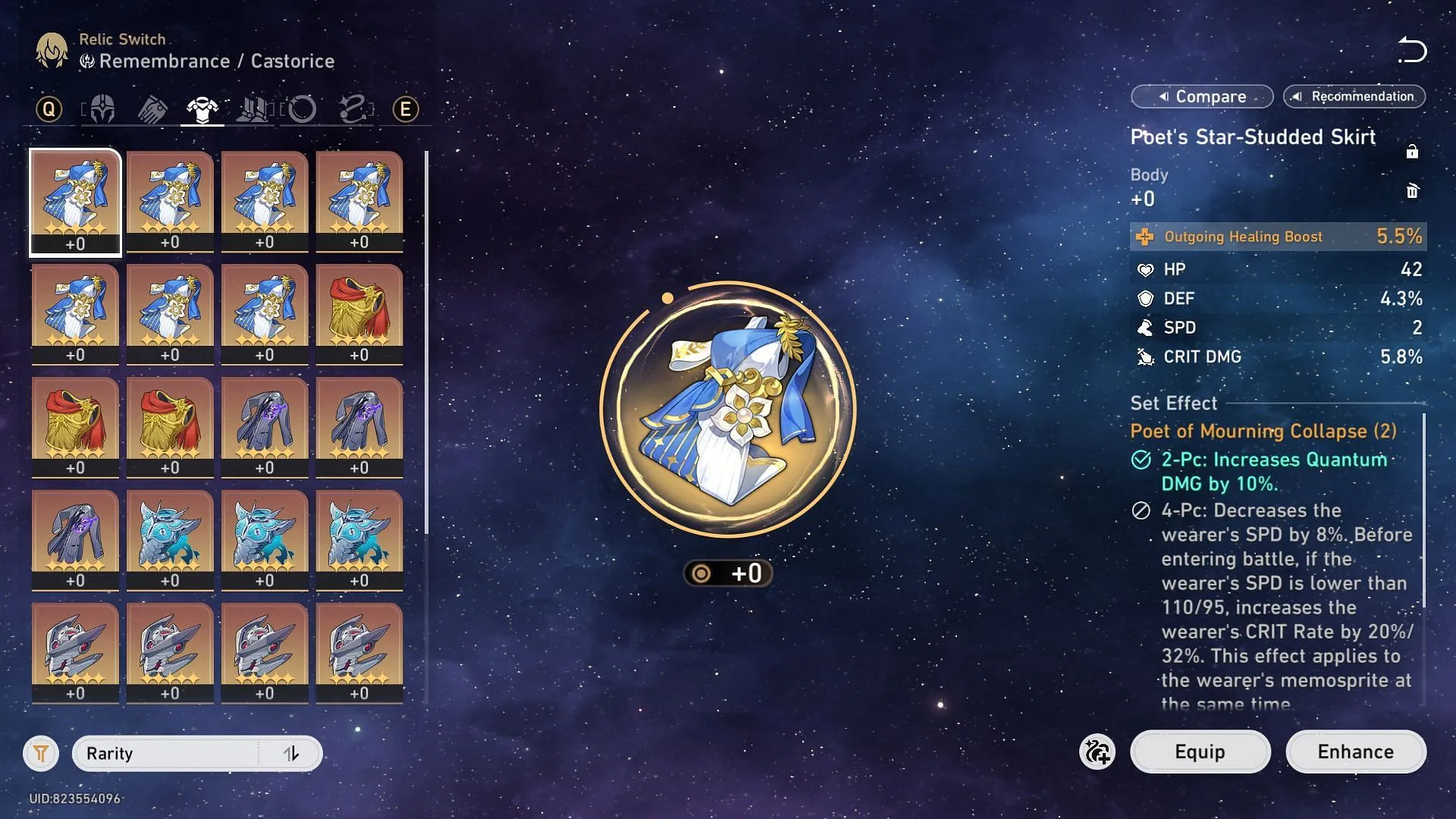 A Relic piece with Outgoing Healing Bonus as its main stat (Image via Sportskeeda Gaming || HoYoverse)