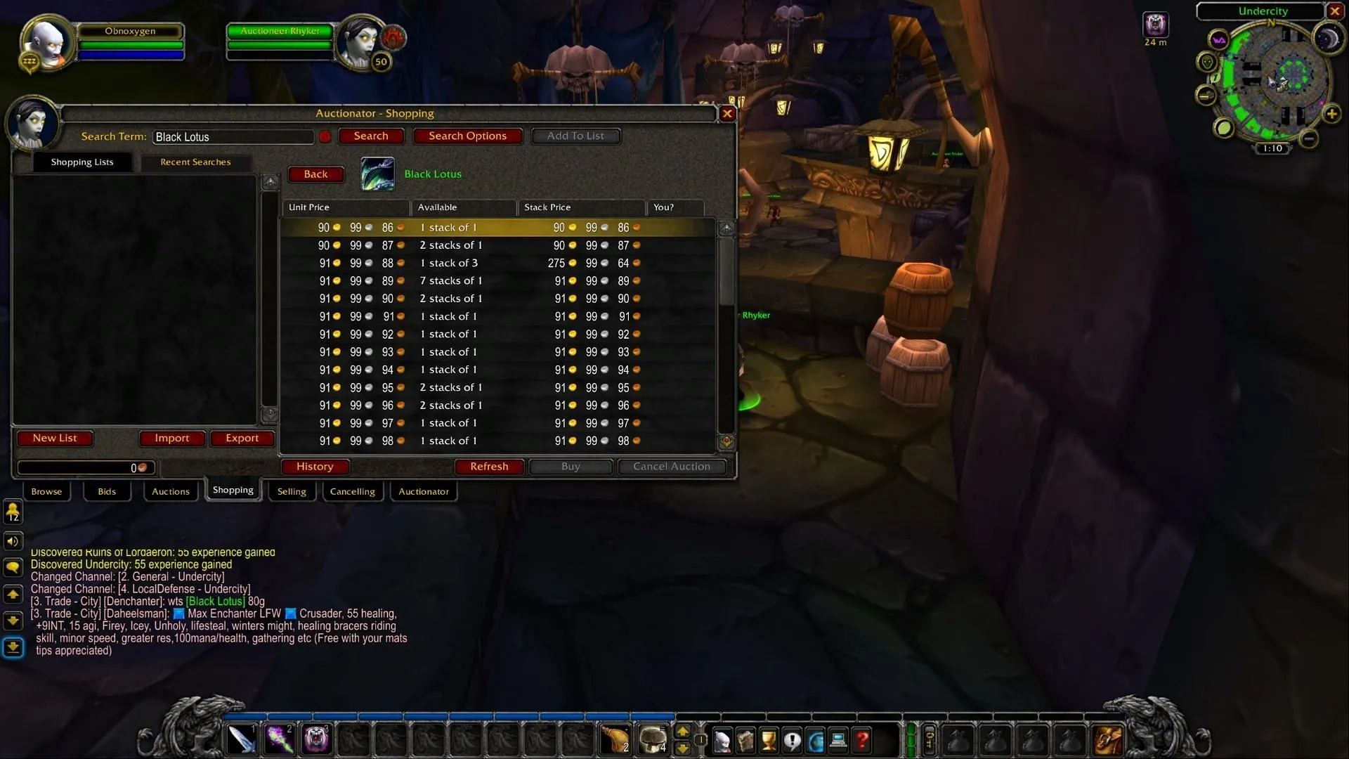 Lowest prices observed on trade chat (Image via Blizzard Entertainment)