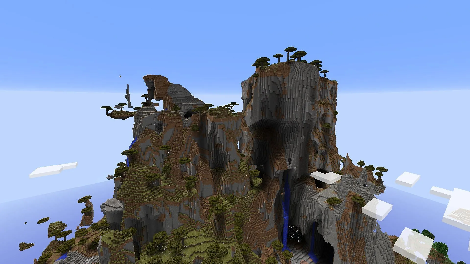 The large structure and nearly unlimited resources make Peak one of the best Minecraft 1.8.8 seeds (Image via Sportskeeda Gaming || Mojang Studios)