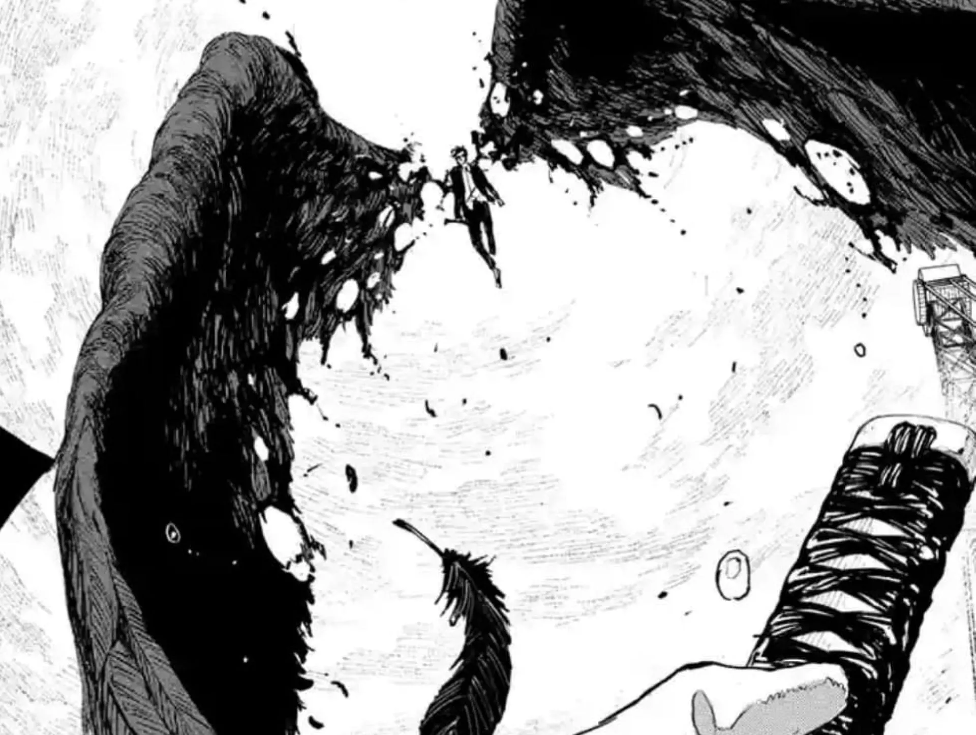 Samura descends from the sky (Image via Shueisha)