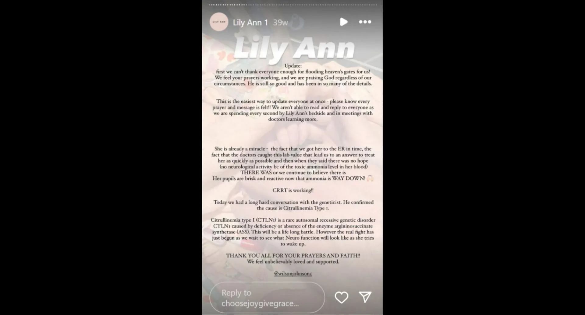 這位護理界影響者去年向她的粉絲透露了莉莉安的診斷結果。 這位護理界影響者去年向她的粉絲透露了莉莉安的診斷結果。