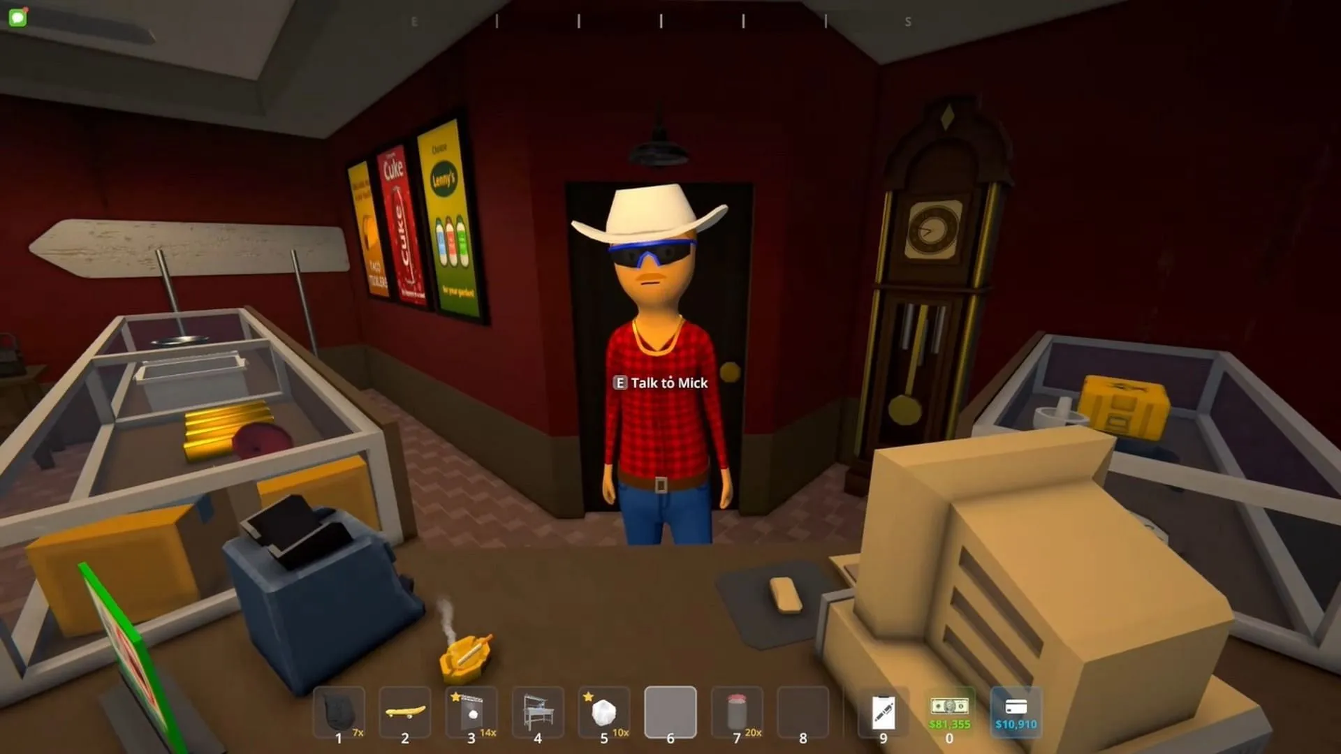 Speak to the shop owner inside the Pawn Shop to sell your old gear (Image via TVGS) Speak to the shop owner inside the Pawn Shop to sell your old gear (Image via TVGS)