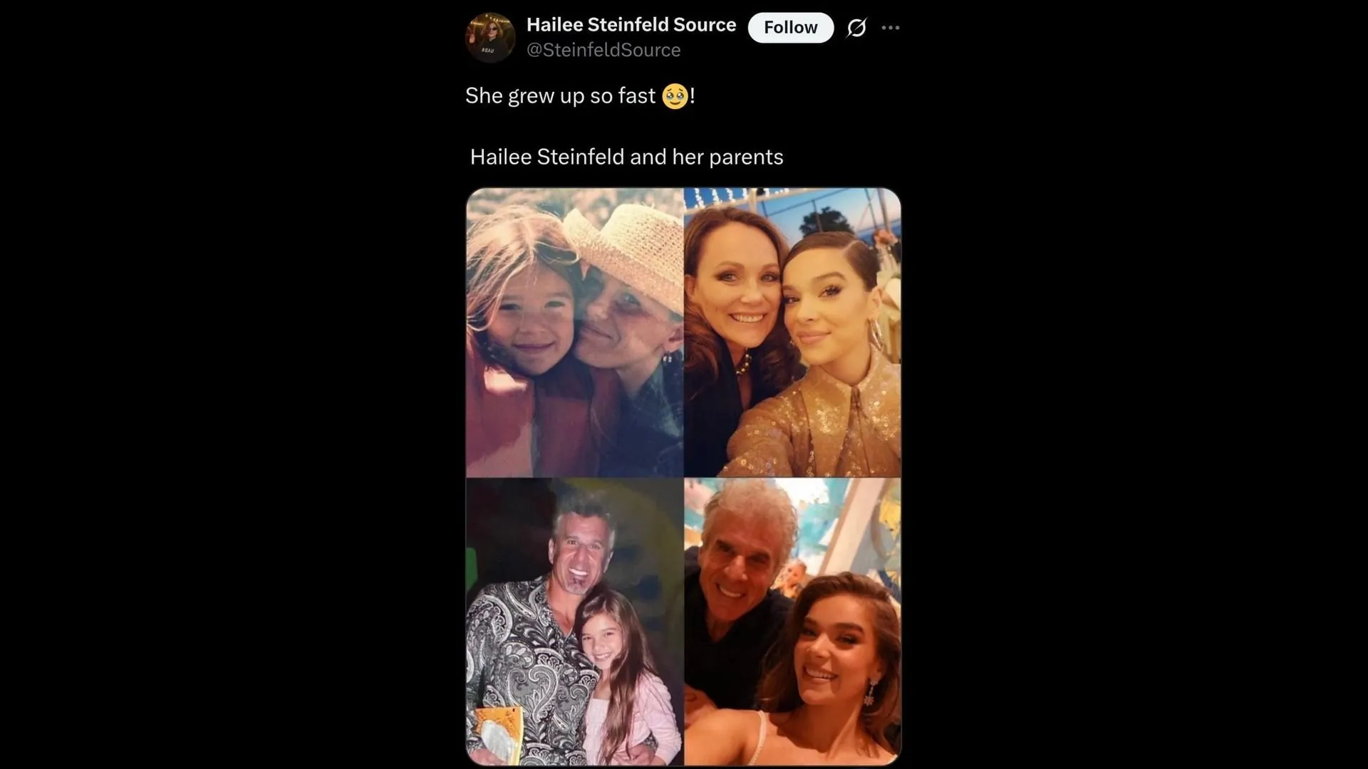 Hailee Steinfeld with her parents. (Image via X)