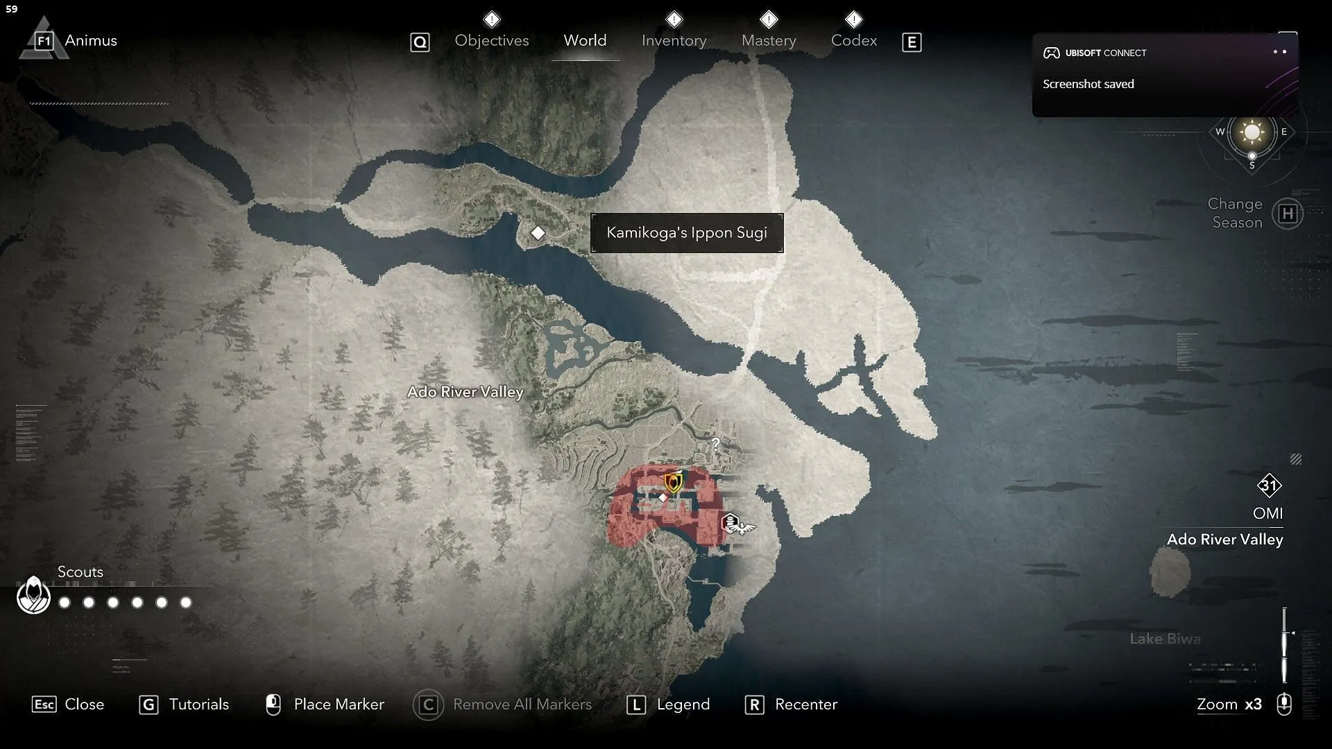 You can find the Patient Harbinger Teppo near Kamikoga's Ippon Sugi (Image via Sportskeeda Gaming || Ubisoft)