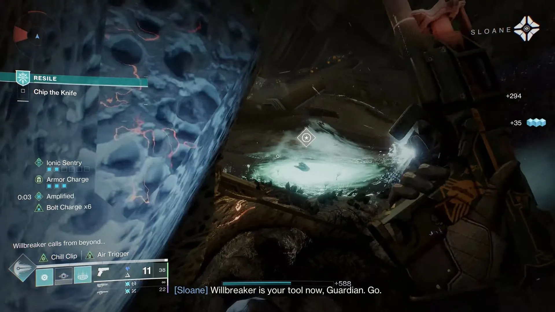Glow on the ground for Willbreaker (Image via Bungie/Esoterickk YT) Glow on the ground for Willbreaker (Image via Bungie/Esoterickk YT)