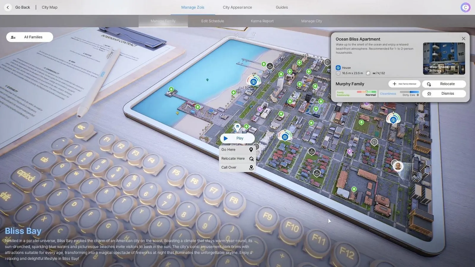 You can either relocate or just go to these places from here (Image via Krafton || Youtube/@How To Sims)