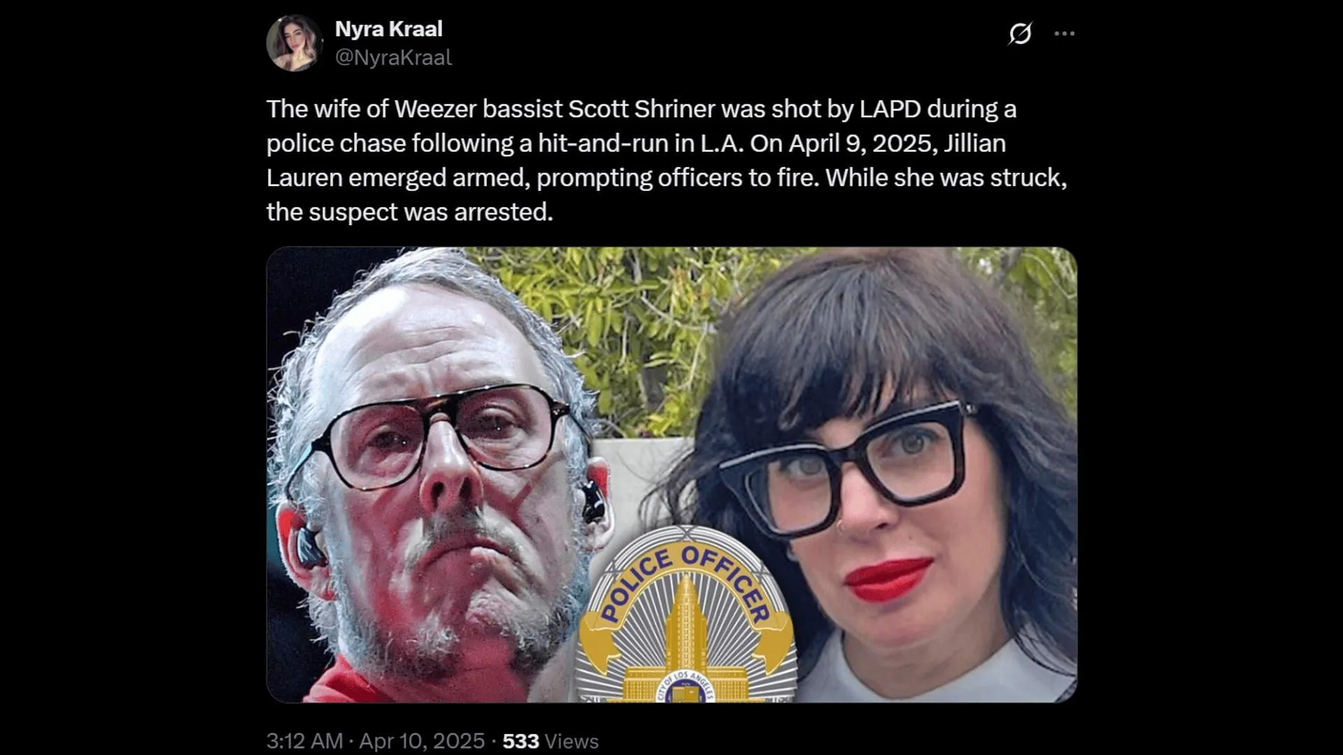 Jillian Lauren is facing an attempted murder charge. (Image via X)