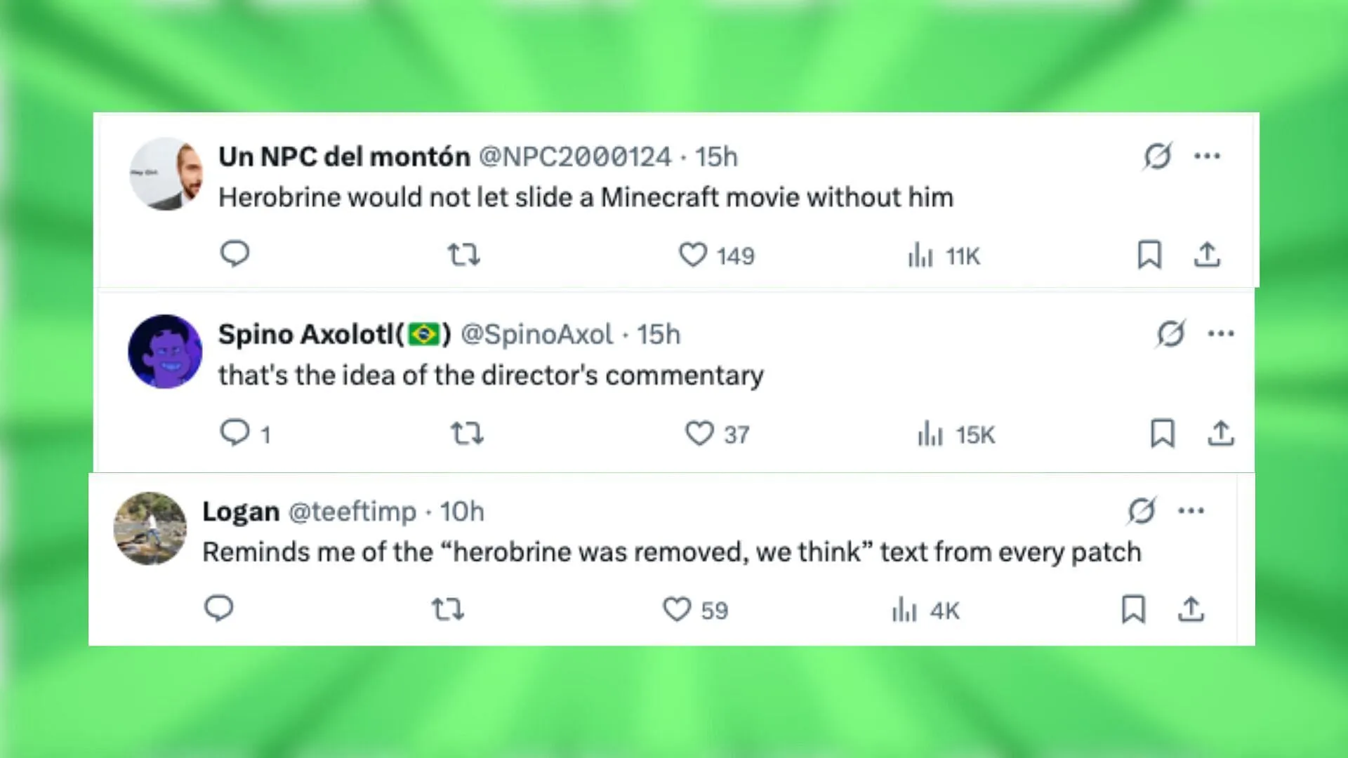 X users talk about the Herobrine reference in the movie (Image via X) X users talk about the Herobrine reference in the movie (Image via X)