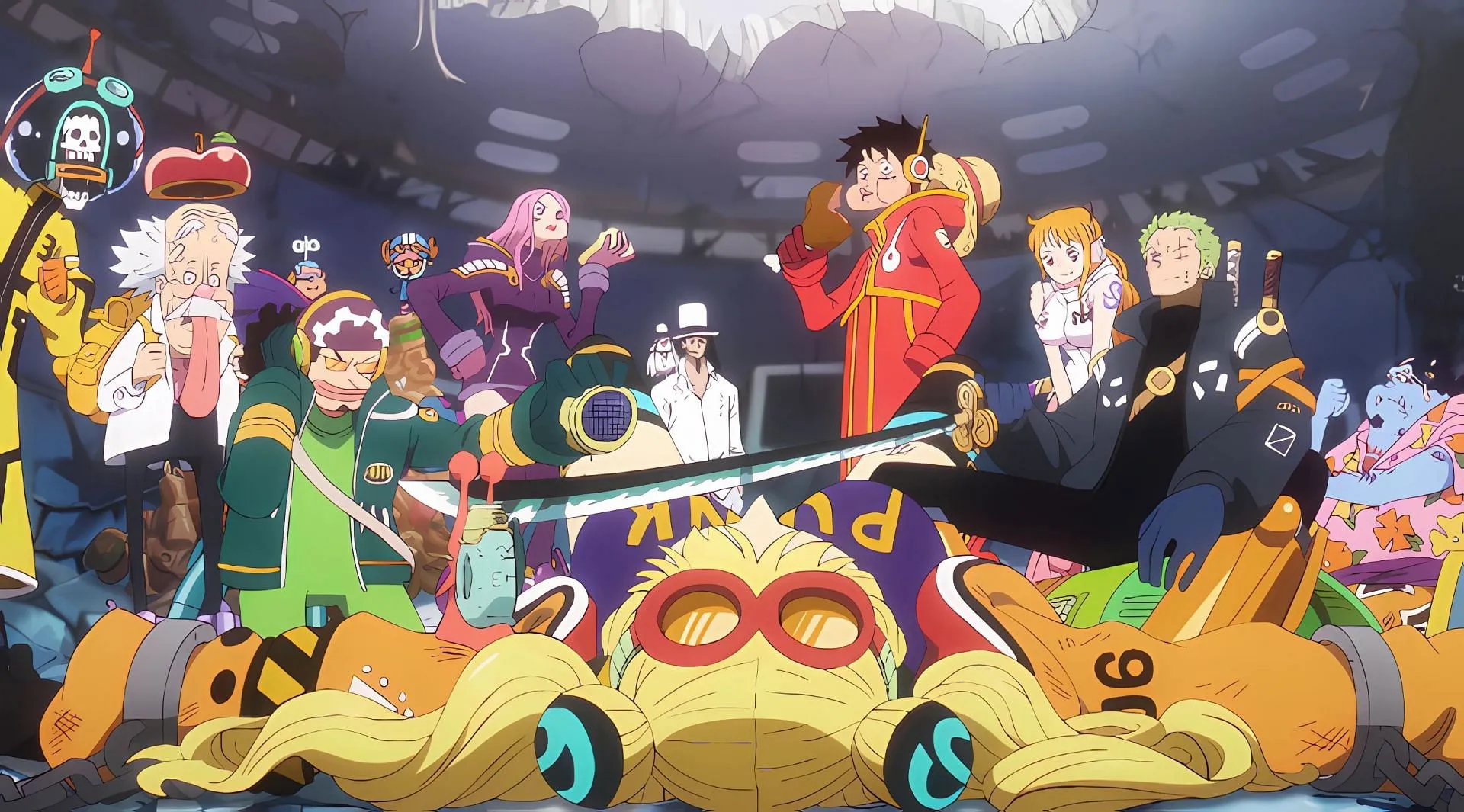 Vegapunk York restrained by the Straw Hats (Image via Toei Animation)
