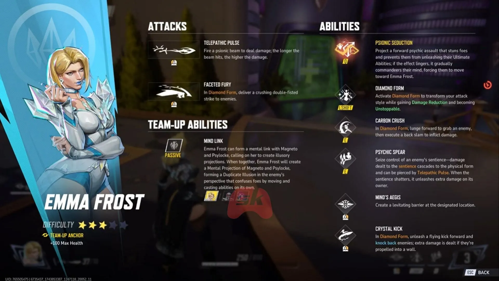 Emma Frost's Abilities in Marvel Rivals (Image via Sportskeeda Gaming, NetEase Games) Emma Frost's Abilities in Marvel Rivals (Image via Sportskeeda Gaming, NetEase Games)
