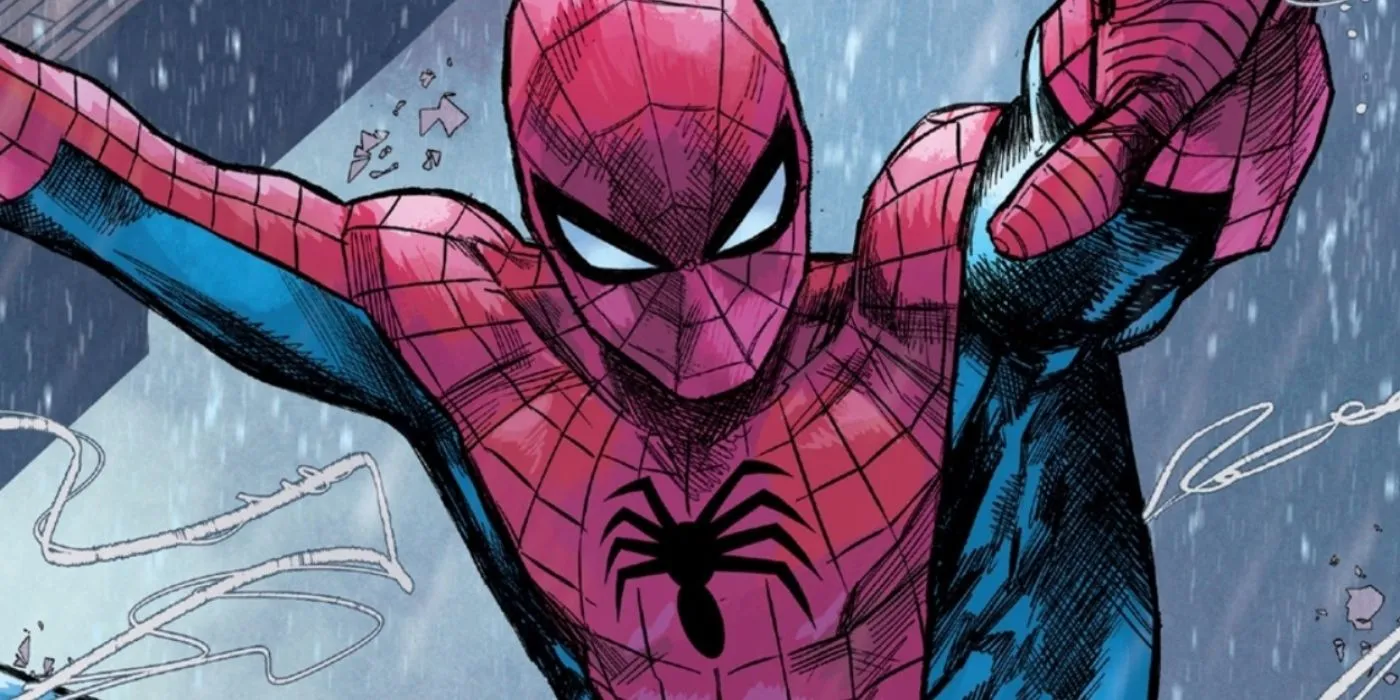 Spider-Man swinging through New York City in Ultimate Spider-Man.