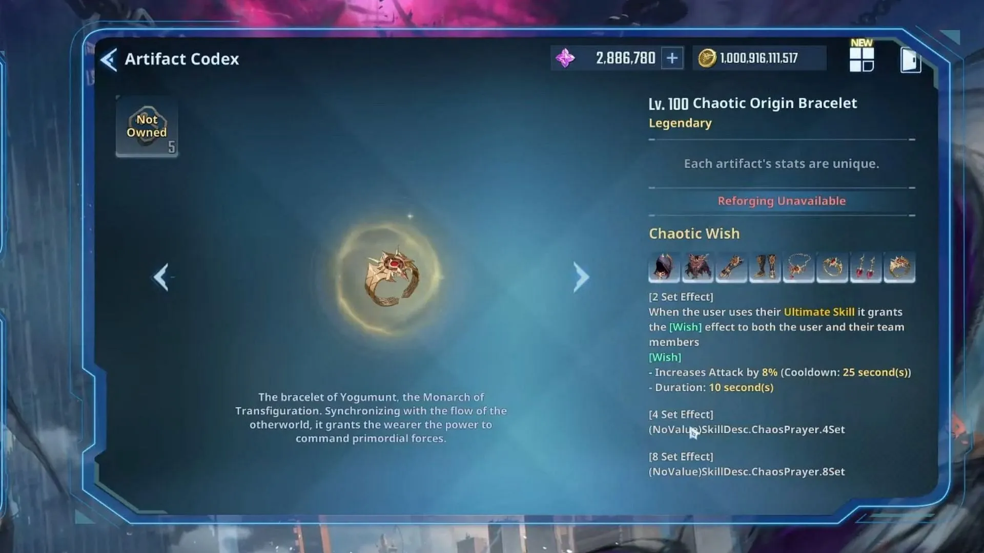 Chaotic Wish Artifact set (Image via Netmarble)