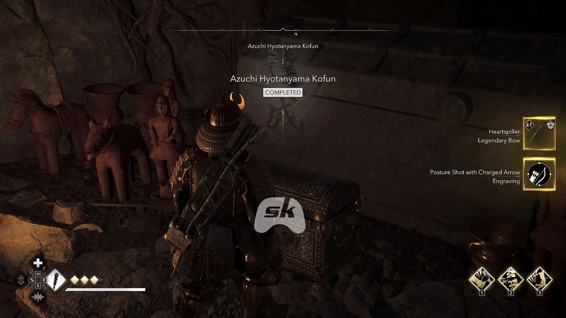 Posture Shot with Charged Arrow Engraving available with Heartspiller Bow (Image via Sportskeeda Gaming || Ubisoft)