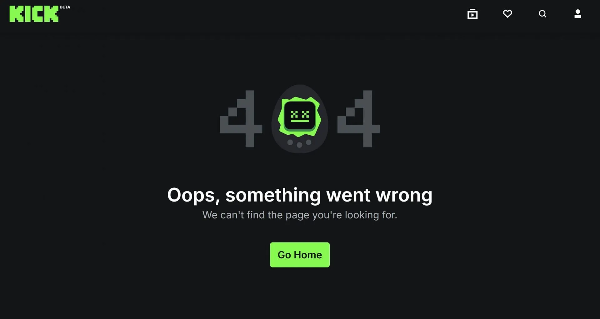 Error message when trying to access Vitaly's official Kick channel on April 3, 2025 (Image via Kick.com)