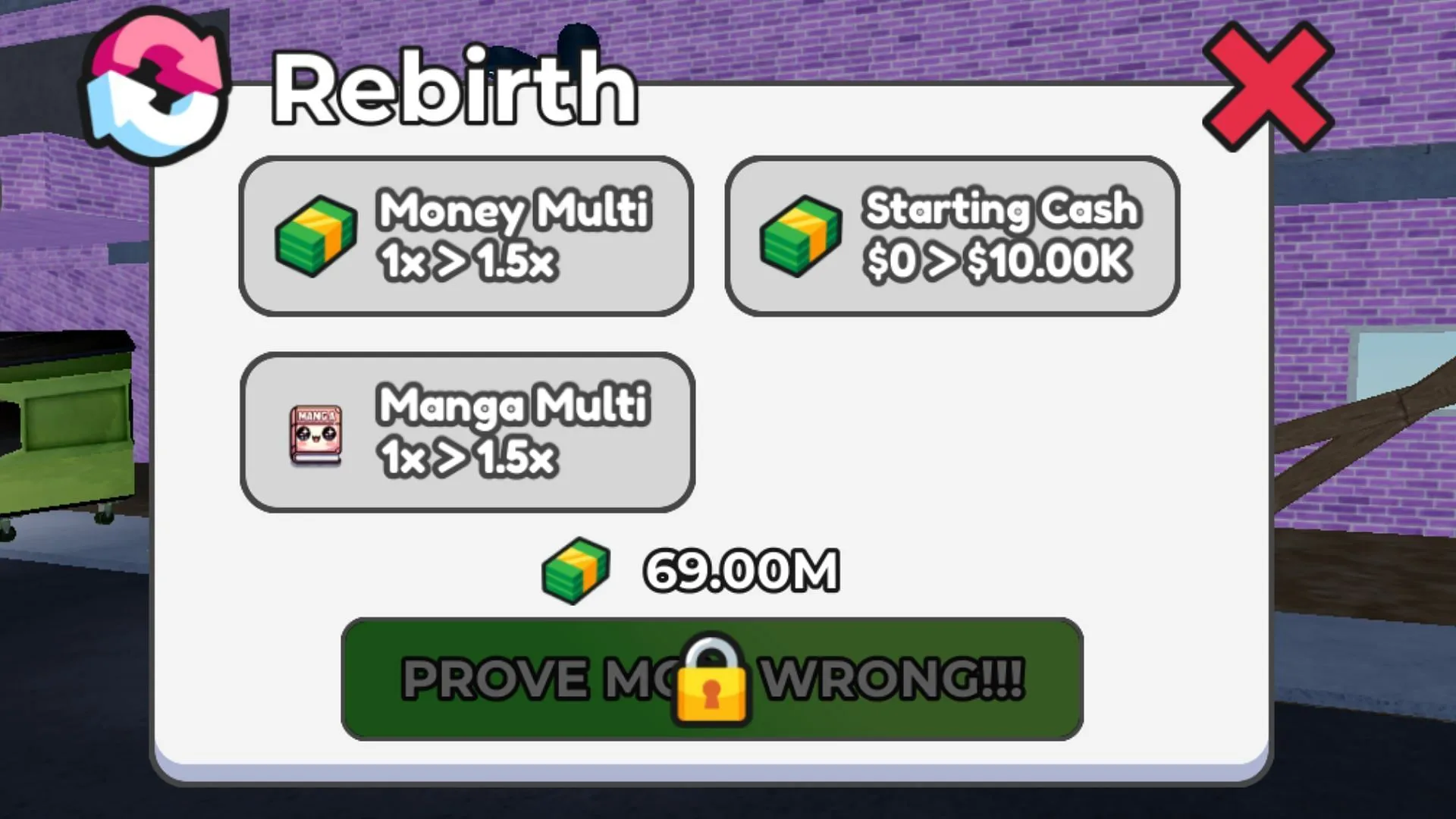 Perform Rebirths for enhanced multipliers (Image via Roblox)