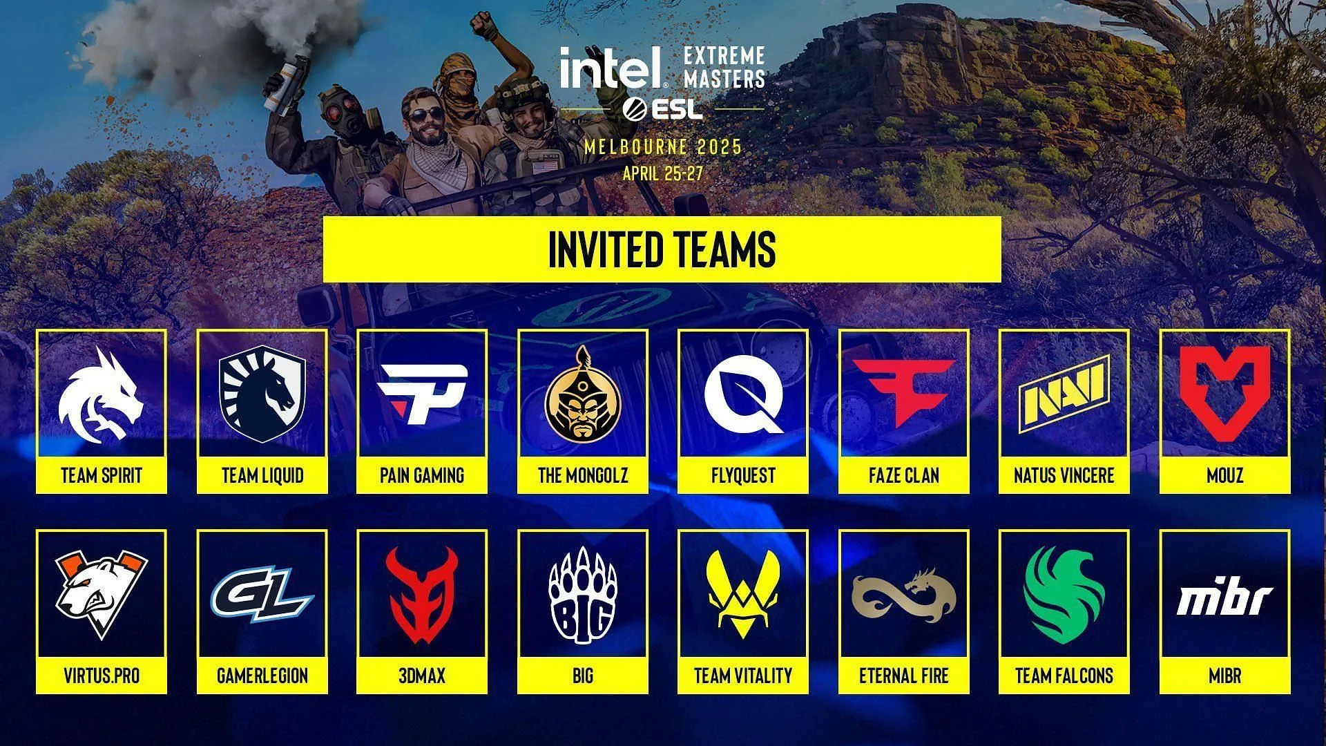 Teams participating in the Melbourne 2025 tourney (Image via ESL)