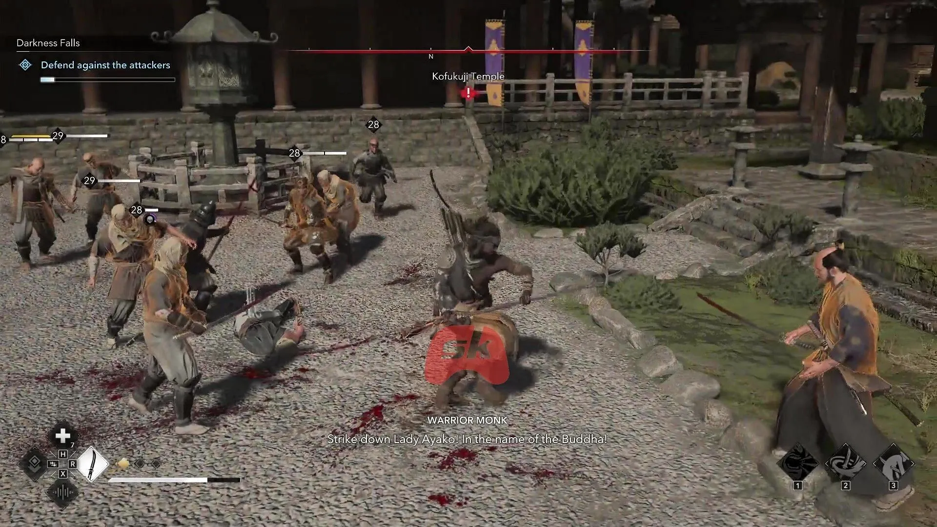 Fighting the enemies as Yasuke (Image via Sportskeeda Gaming || Ubisoft) Fighting the enemies as Yasuke (Image via Sportskeeda Gaming || Ubisoft)