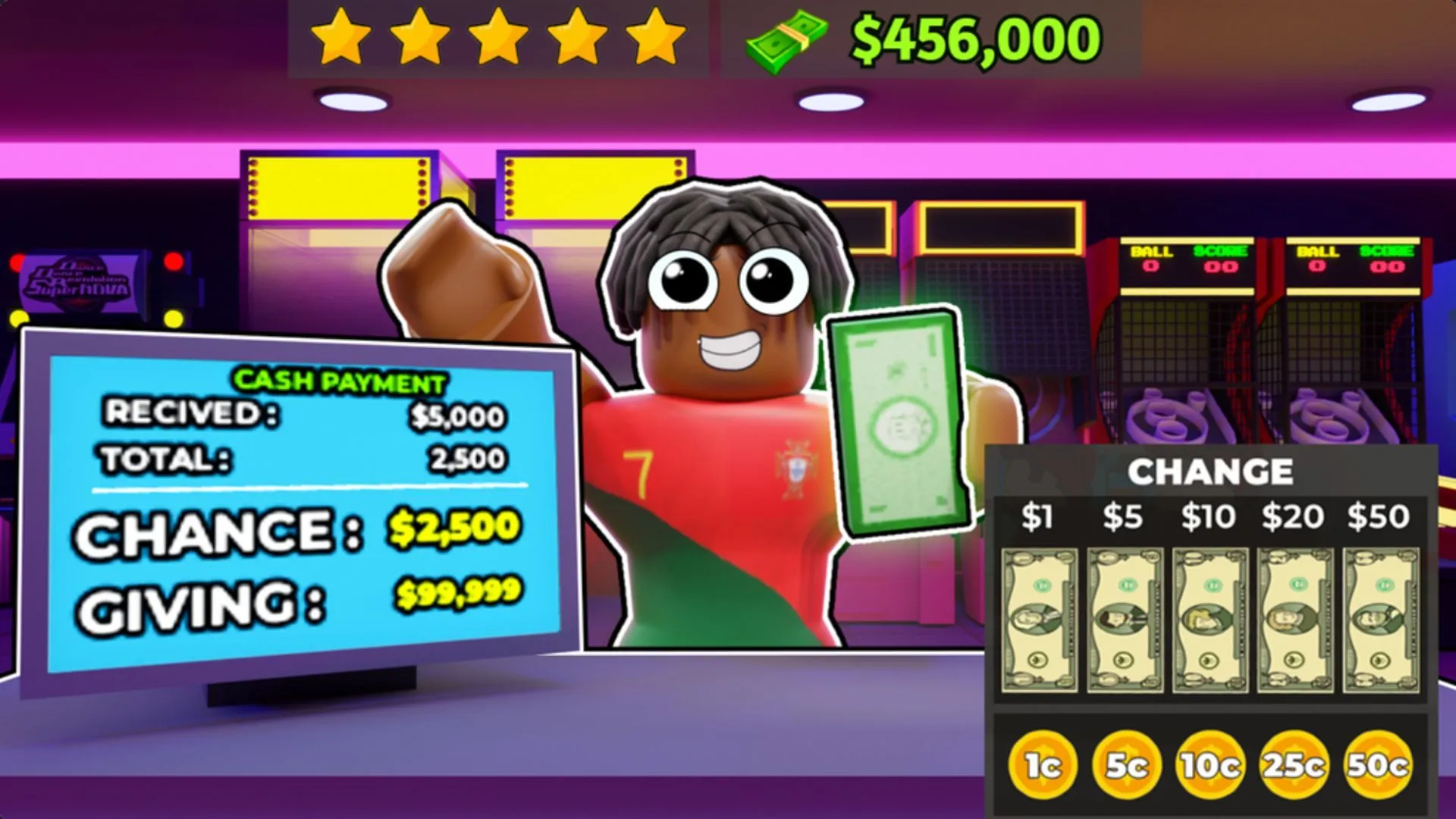 Manage your own arcade store and earn profits (Image via Roblox)