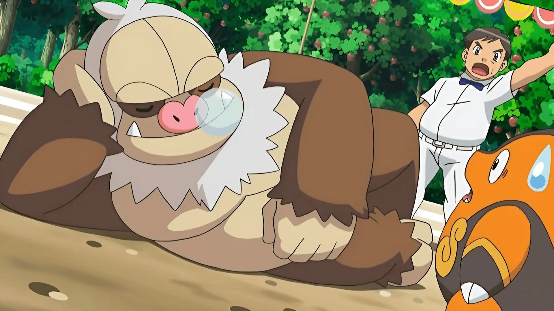 A Slaking loafing thanks to Truant in the Pokemon anime (Image via The Pokemon Company) A Slaking loafing thanks to Truant in the Pokemon anime (Image via The Pokemon Company)