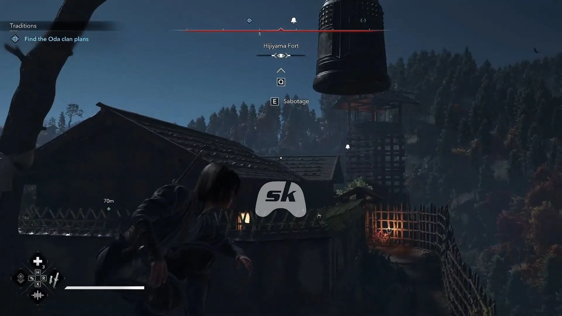 Strategically climb and swing into the next area (Image via Sportskeeda Gaming // Ubisoft) Strategically climb and swing into the next area (Image via Sportskeeda Gaming // Ubisoft)