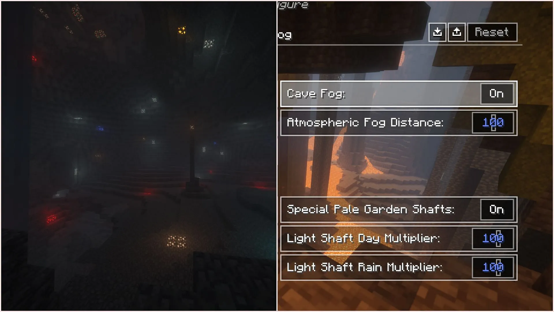 Cave fog adds more volumetric fog effect in underground areas (Image via Sportskeeda Gaming/Mojang Studios) Cave fog adds more volumetric fog effect in underground areas (Image via Sportskeeda Gaming/Mojang Studios)