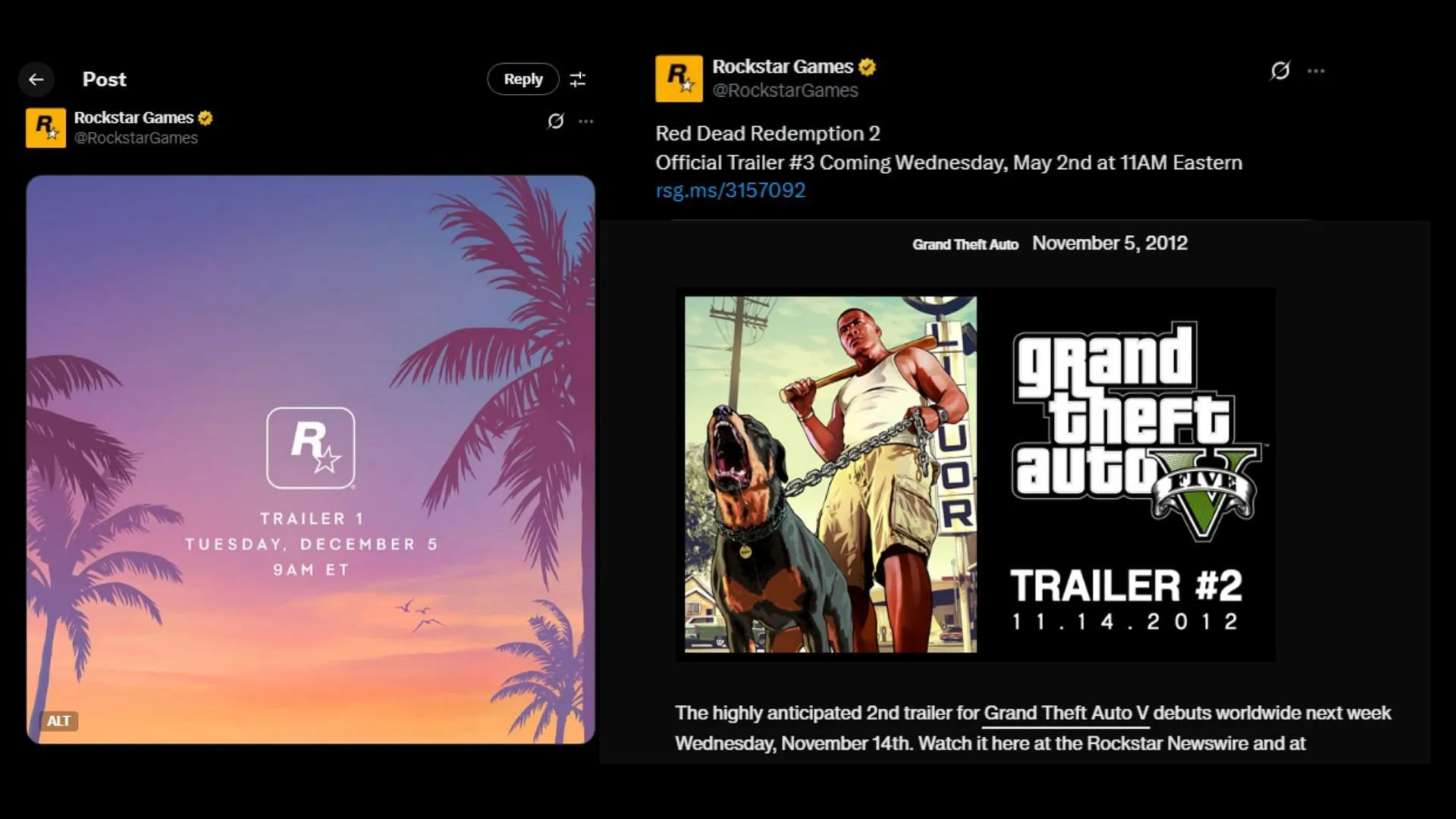 Rockstar announcing some trailers in advance (Images via Rockstar Games)