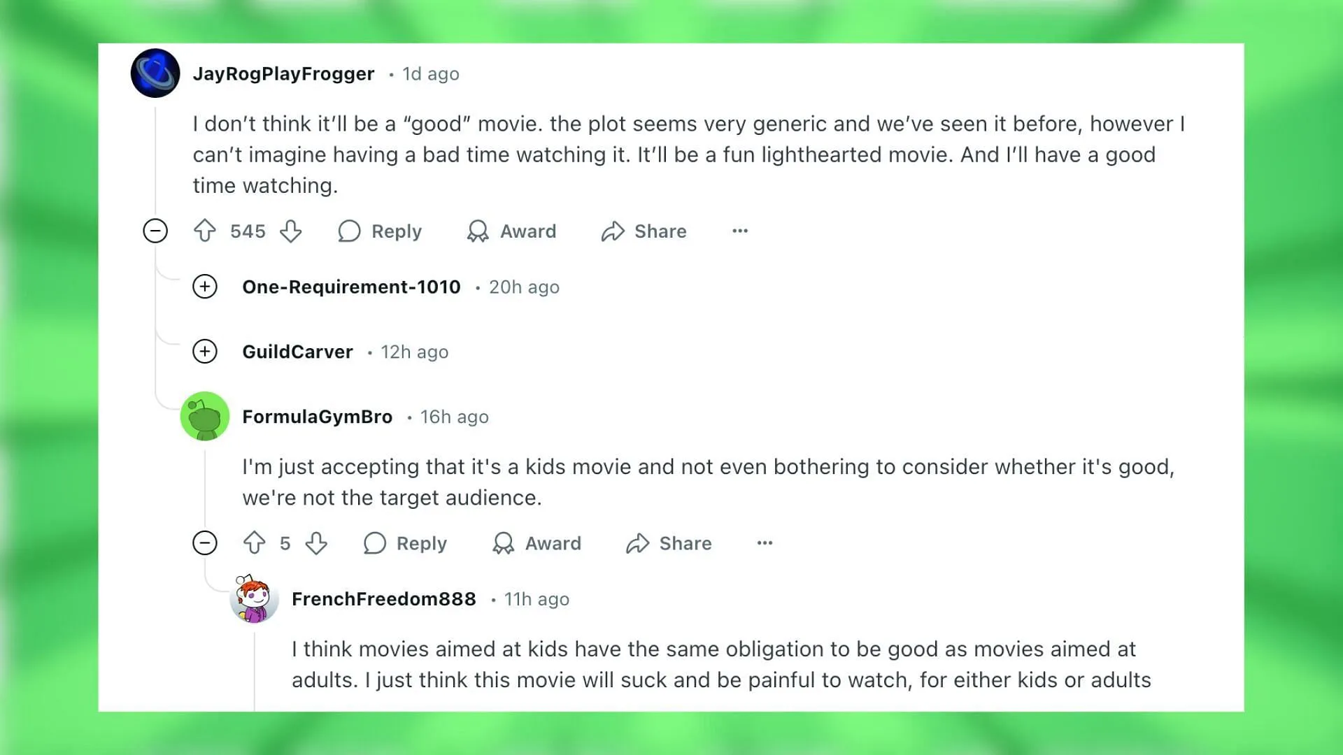 Redditors talk about the upcoming movie (Image via Reddit) Redditors talk about the upcoming movie (Image via Reddit)
