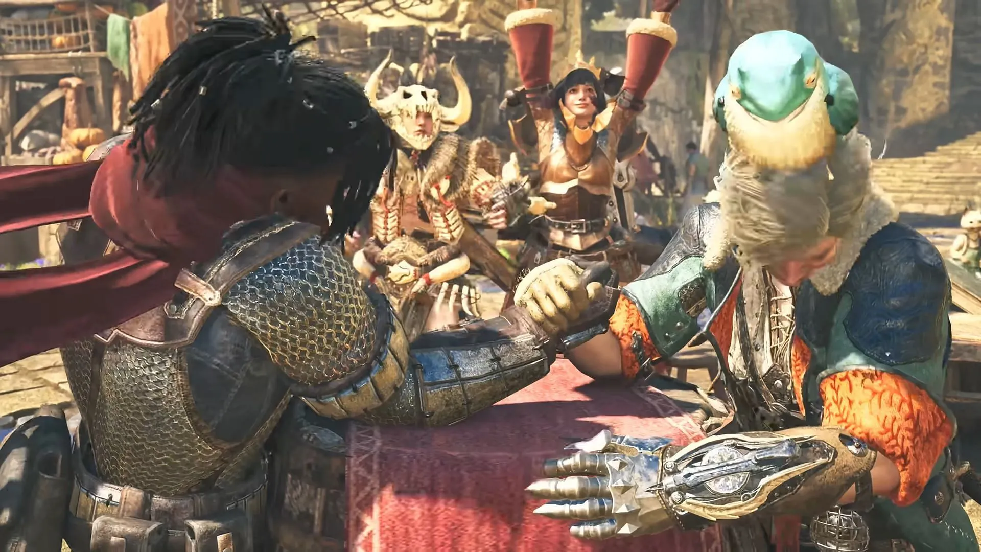 Arm Wrestling in Monster Hunter Wilds (Image via Capcom) Arm Wrestling in Monster Hunter Wilds (Image via Capcom)