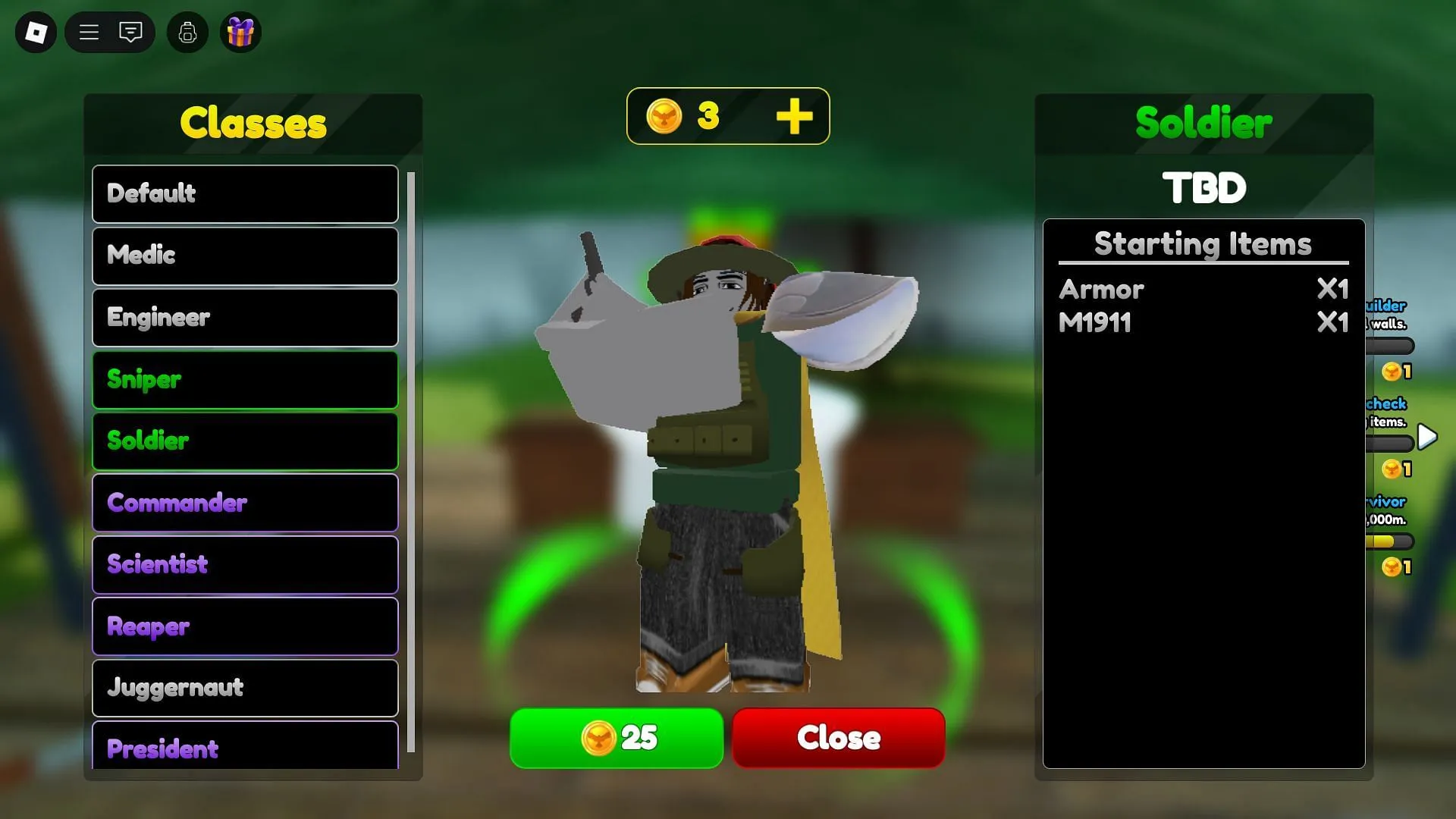 Classes menu (Image via Roblox) Classes menu (Image via Roblox)
