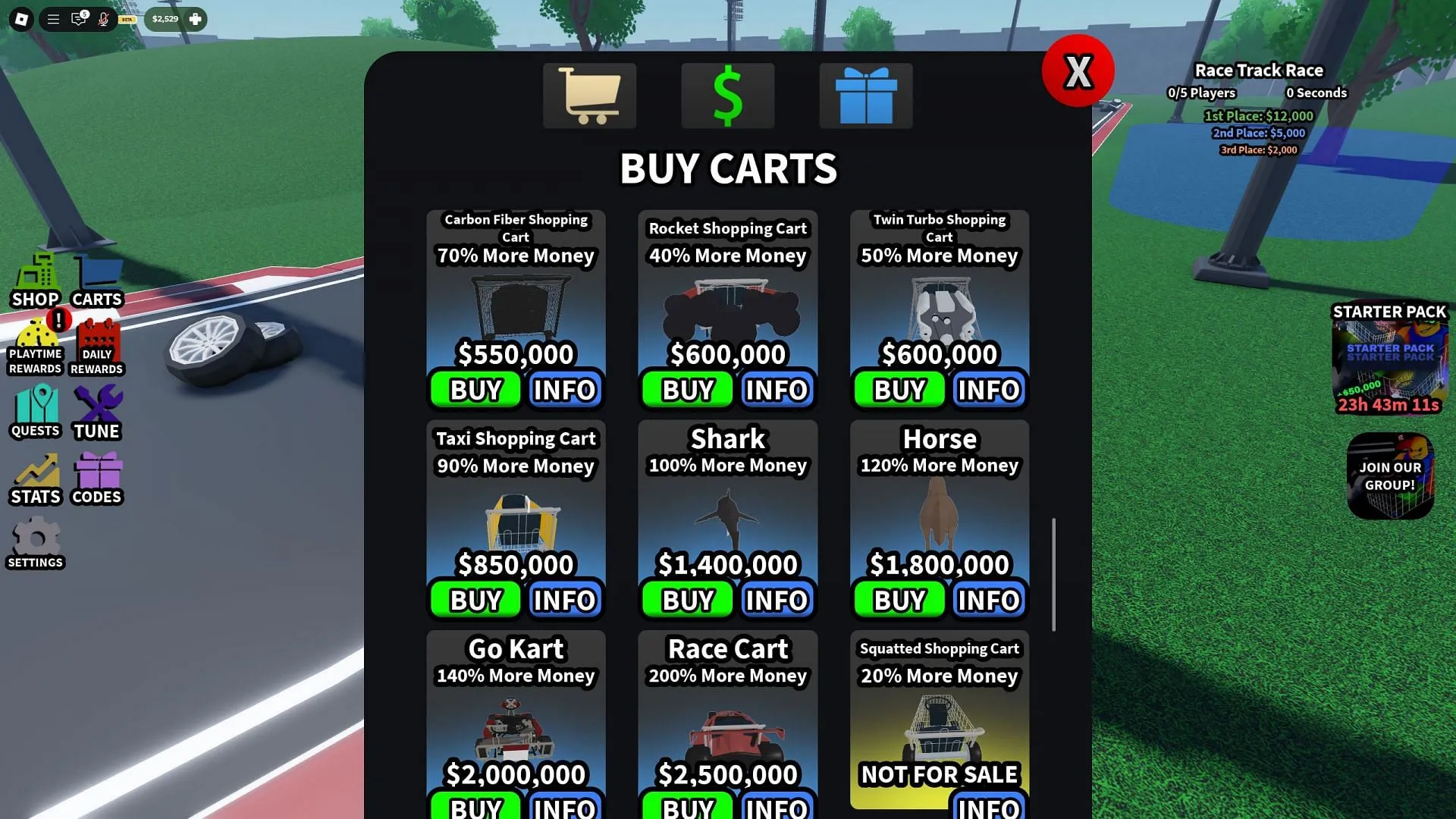 Shopping carts buying menu (Image via Roblox)
