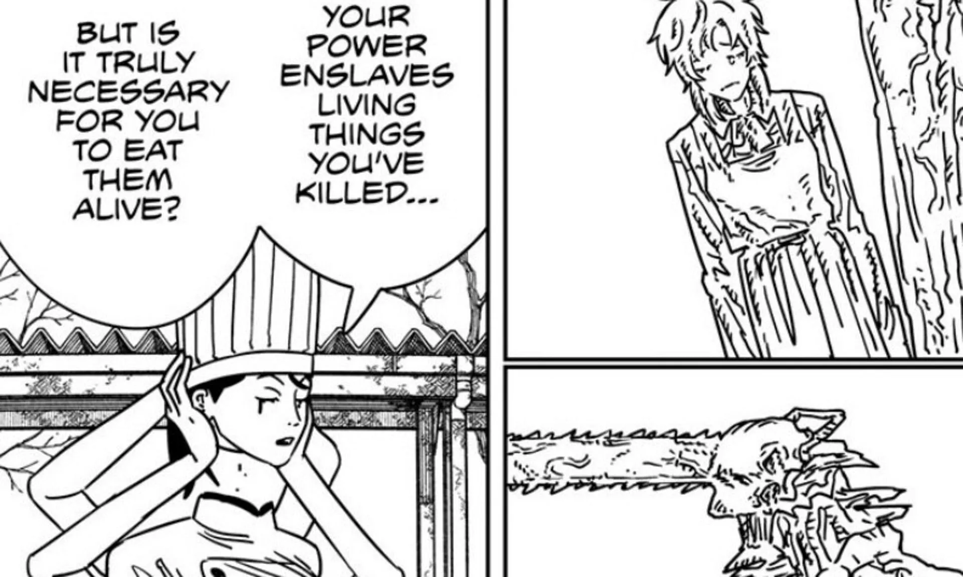 Falling Devil explains Death's abilities (Image via Viz Media) Falling Devil explains Death's abilities (Image via Viz Media)
