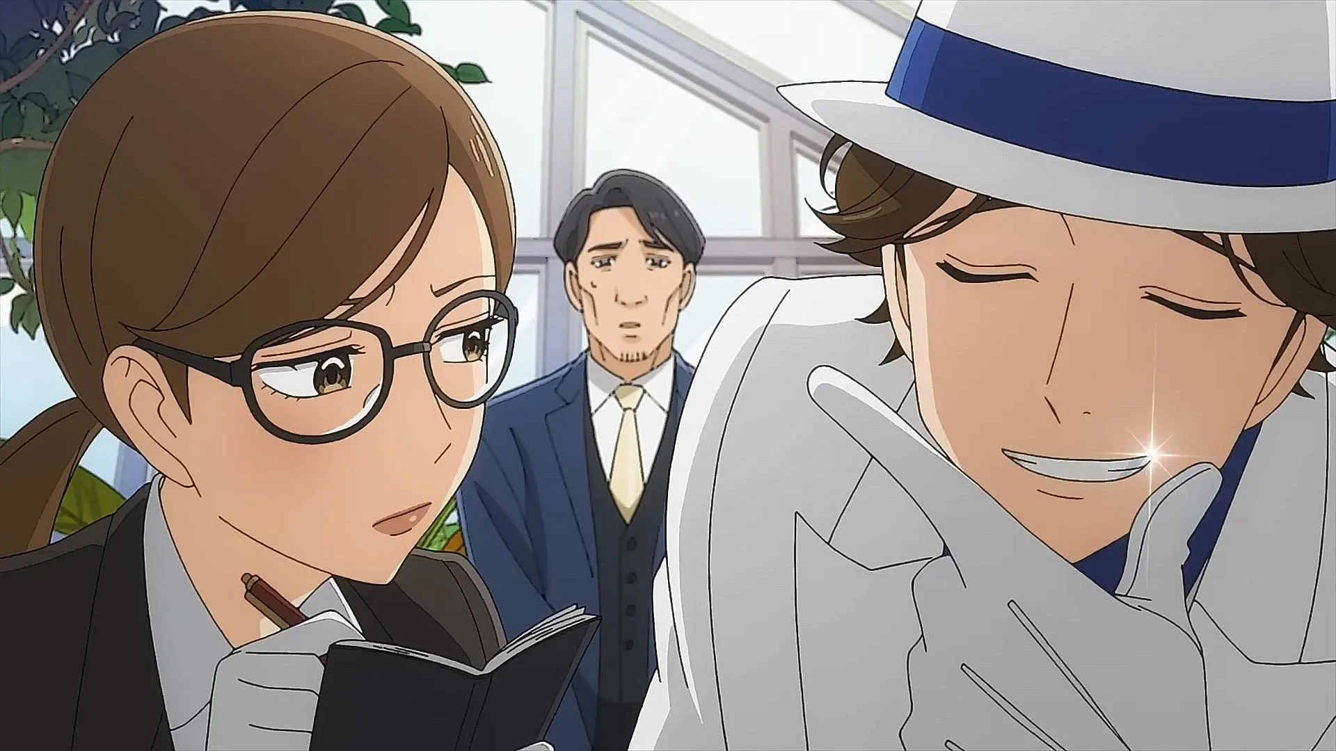 The Dinner Table Detective episode 1 quickly introduces Inspector Kazamatsuri and establishes Reiko's relationship with him (Image via Madhouse) The Dinner Table Detective episode 1 quickly introduces Inspector Kazamatsuri and establishes Reiko's relationship with him (Image via Madhouse)