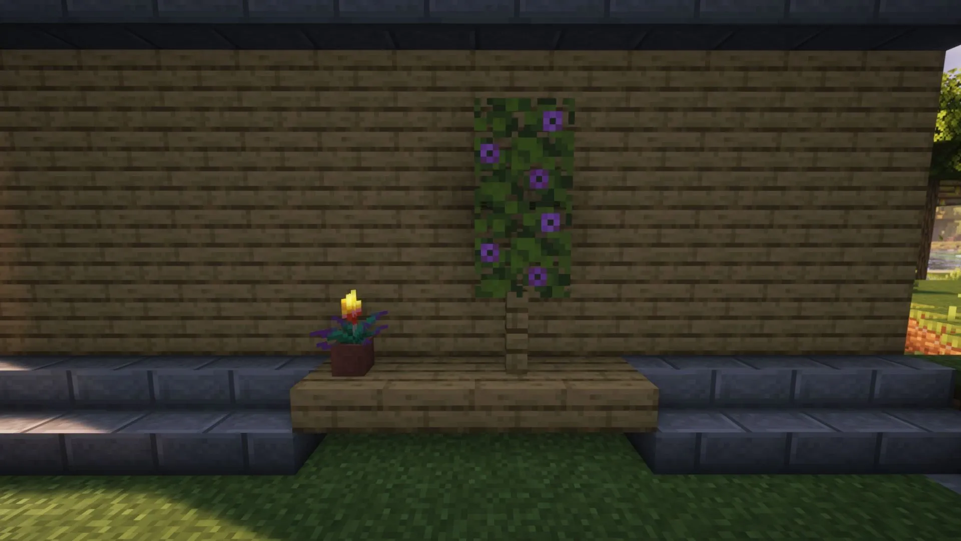 Flower pots offer a charming touch for smaller walls.